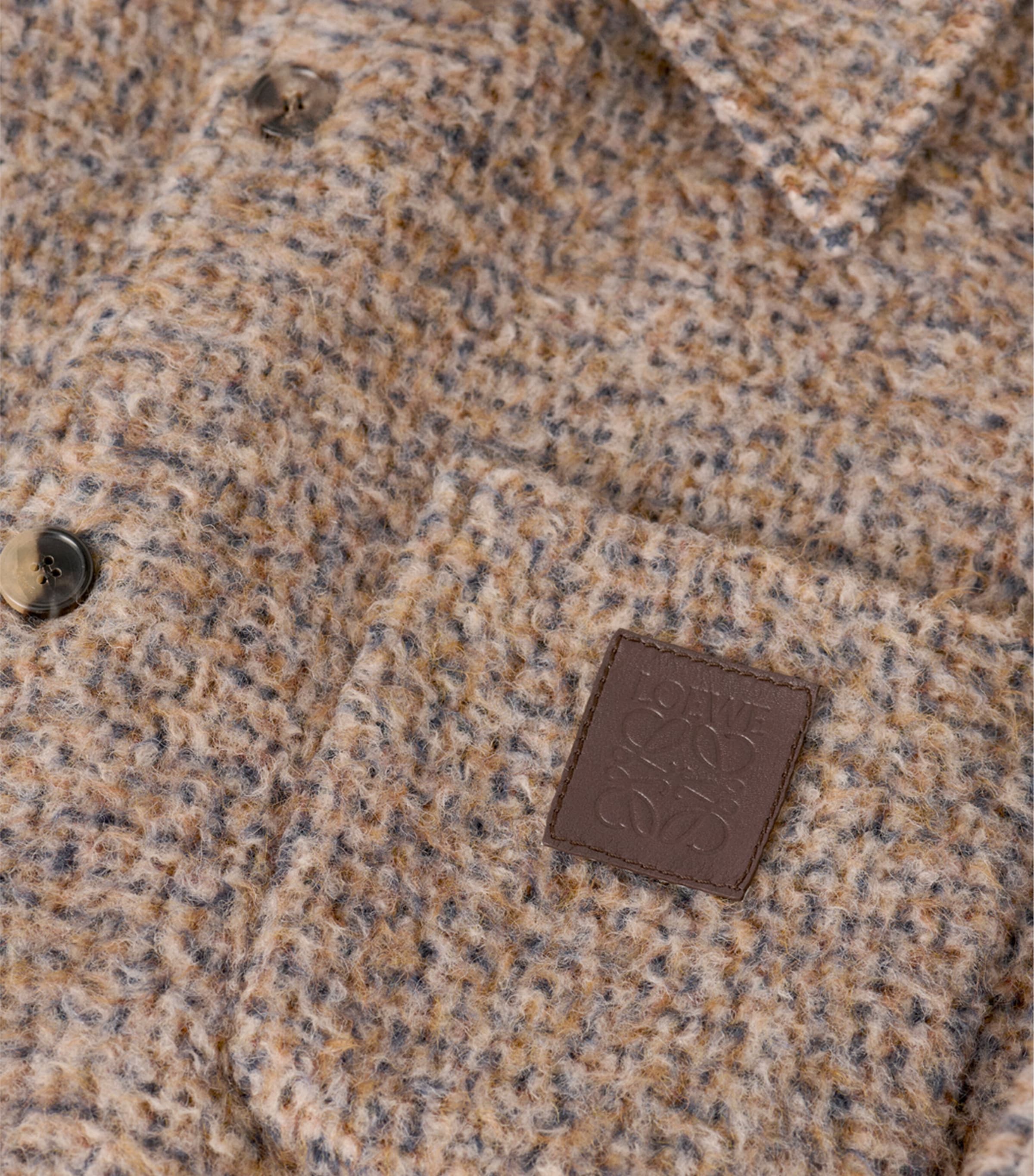 Wool-Blend Micro-Check Overshirt BEIGE/BLUE MELANGE Image 6