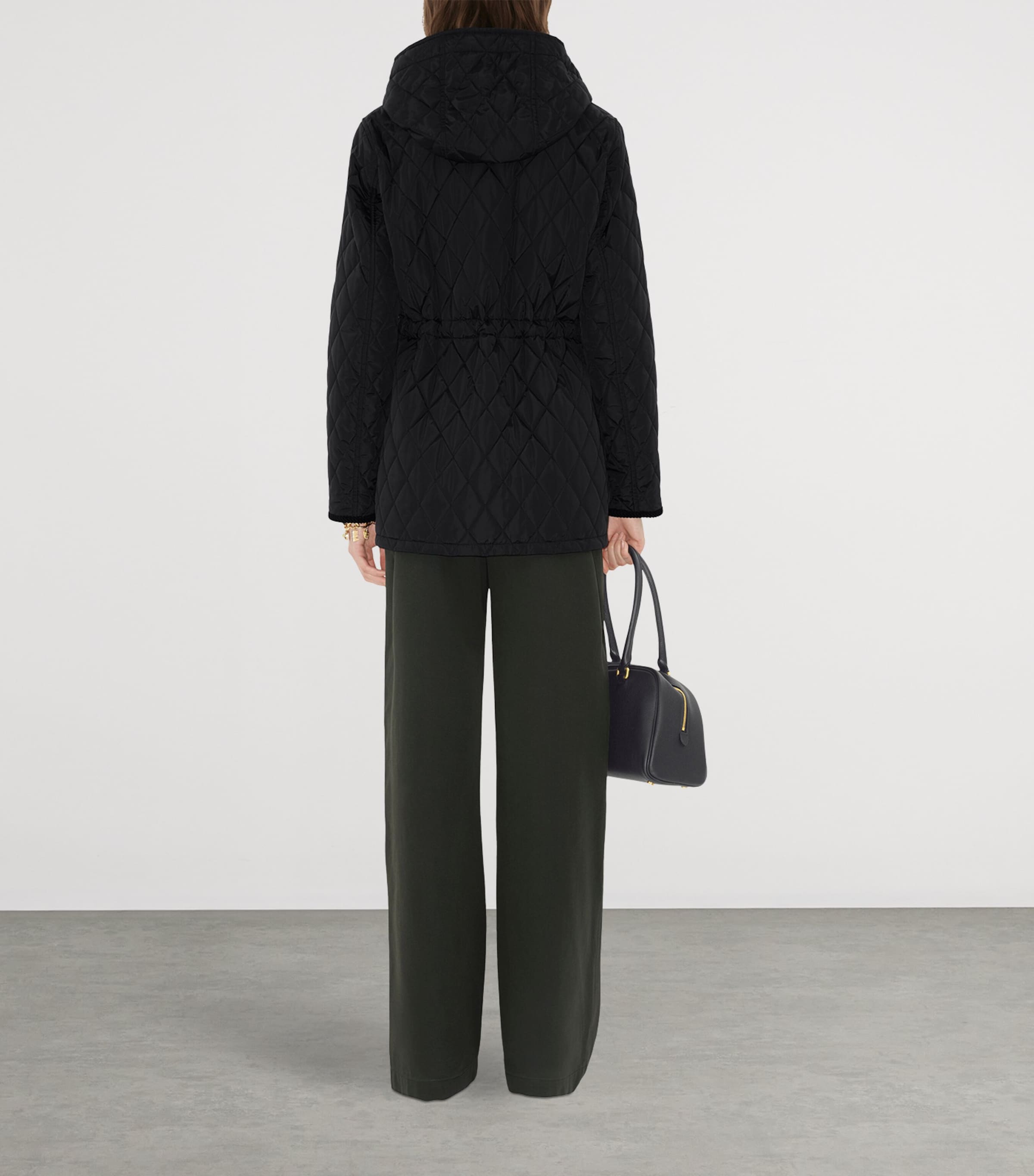 Nylon Quilted Parka BLACK/SAND IP CHECK Image 4