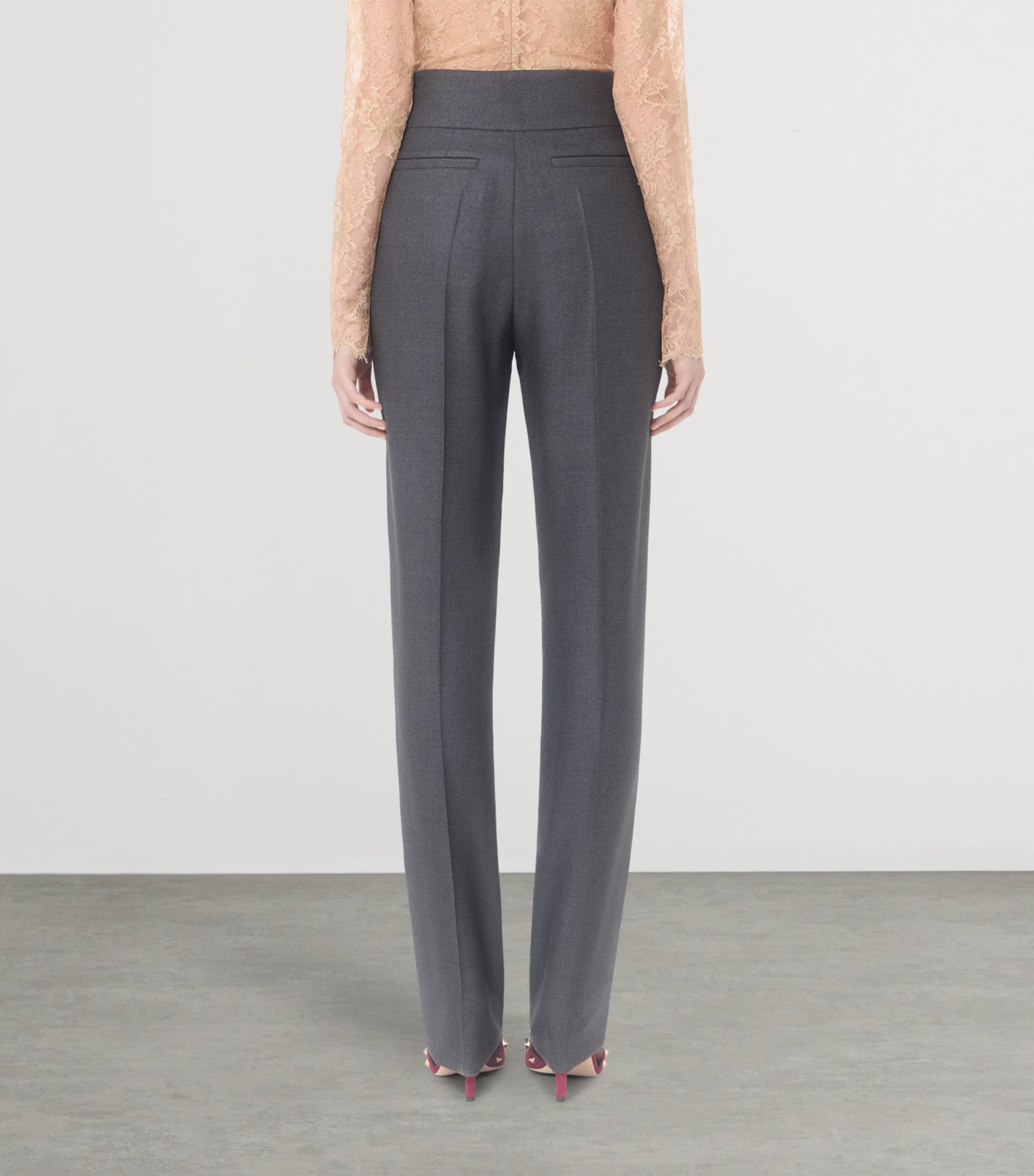 Valentino Womens Silk-Wool Straight Trousers Image 5