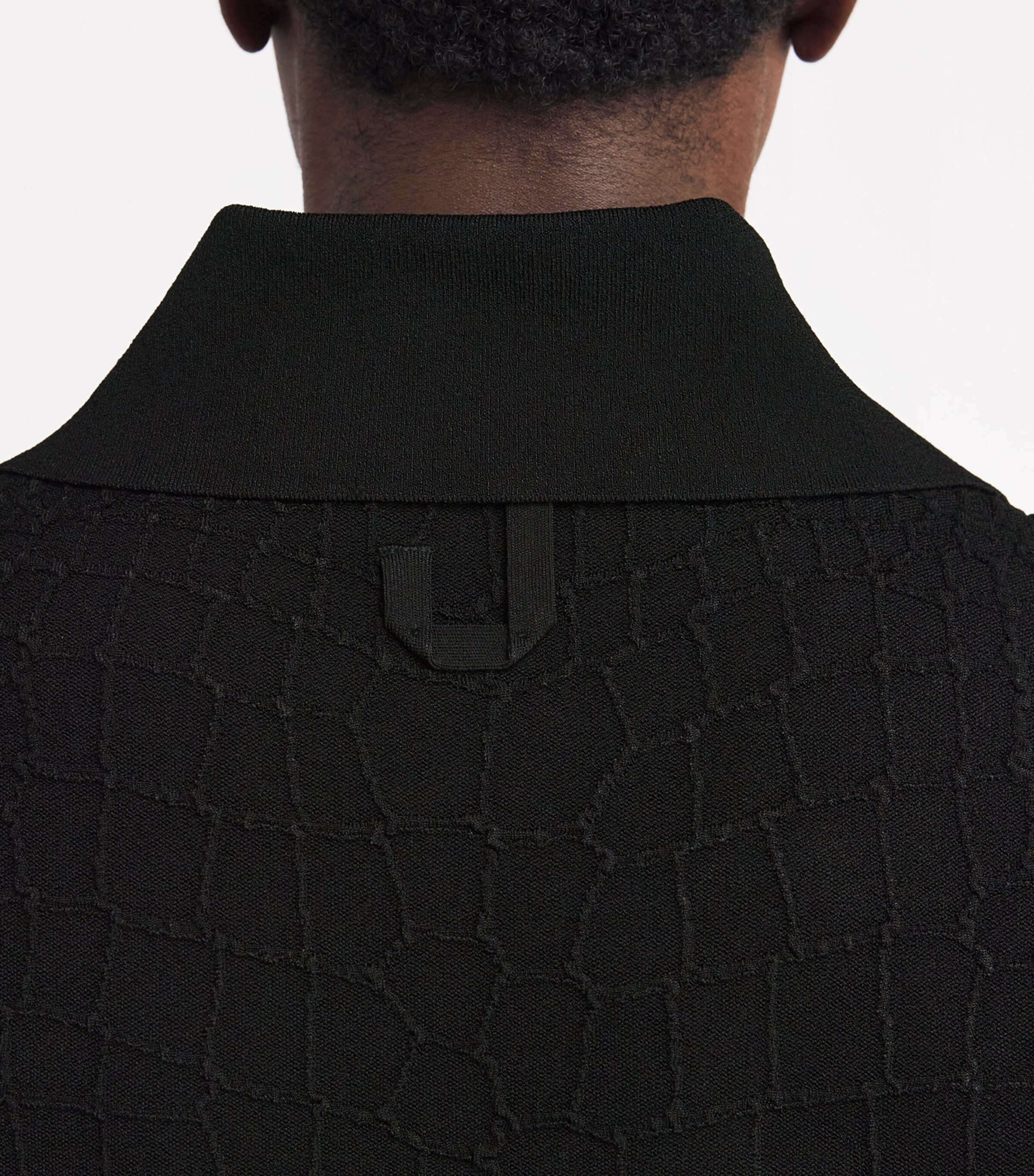 Jacquemus Mens Cotton Croc-Embossed Polo Shirt Black Image 6