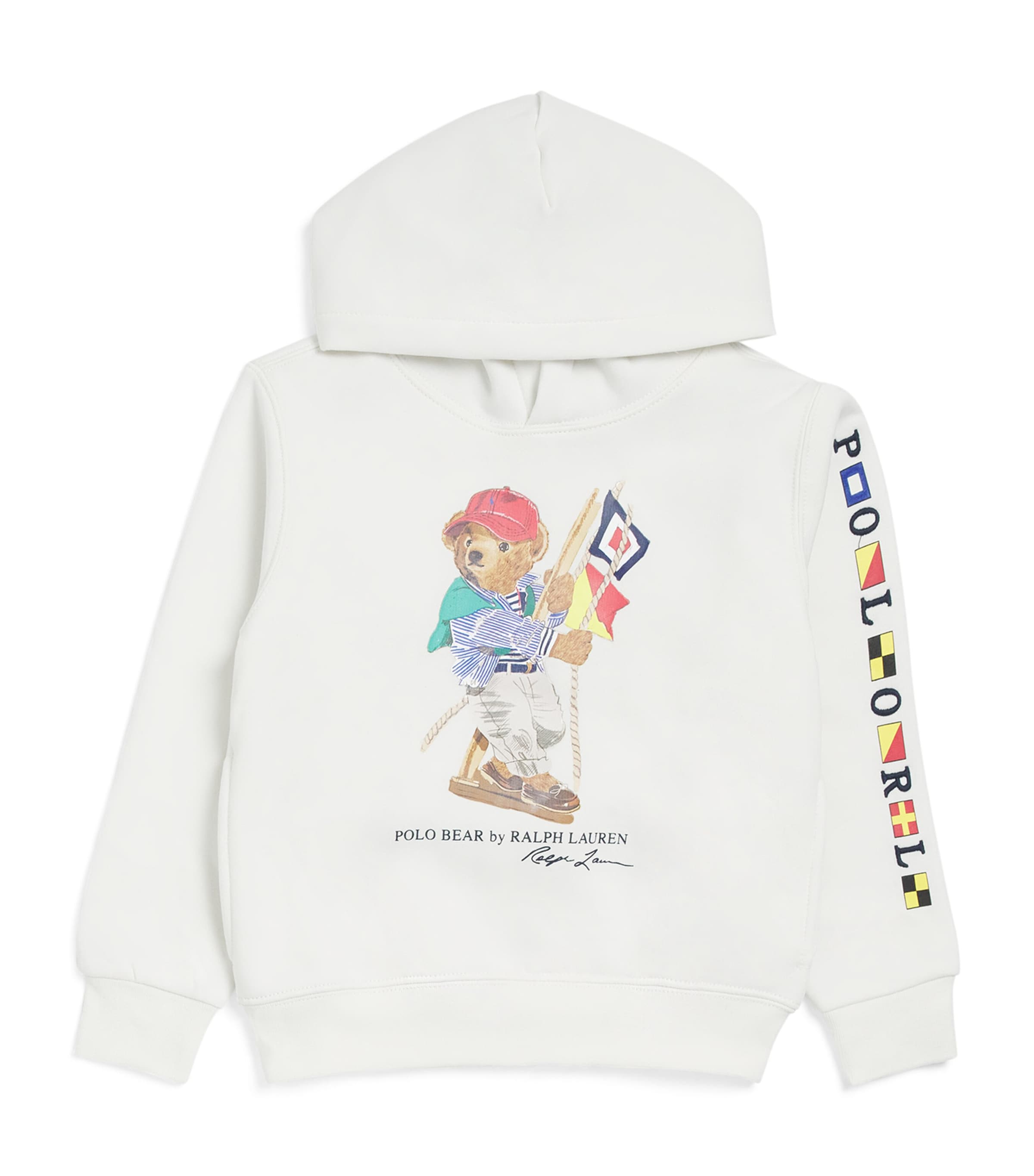 Ralph Lauren Kids Cotton-Blend Sailing Bear Hoodie (6-14 Years) Dkwsh Wht Image 1
