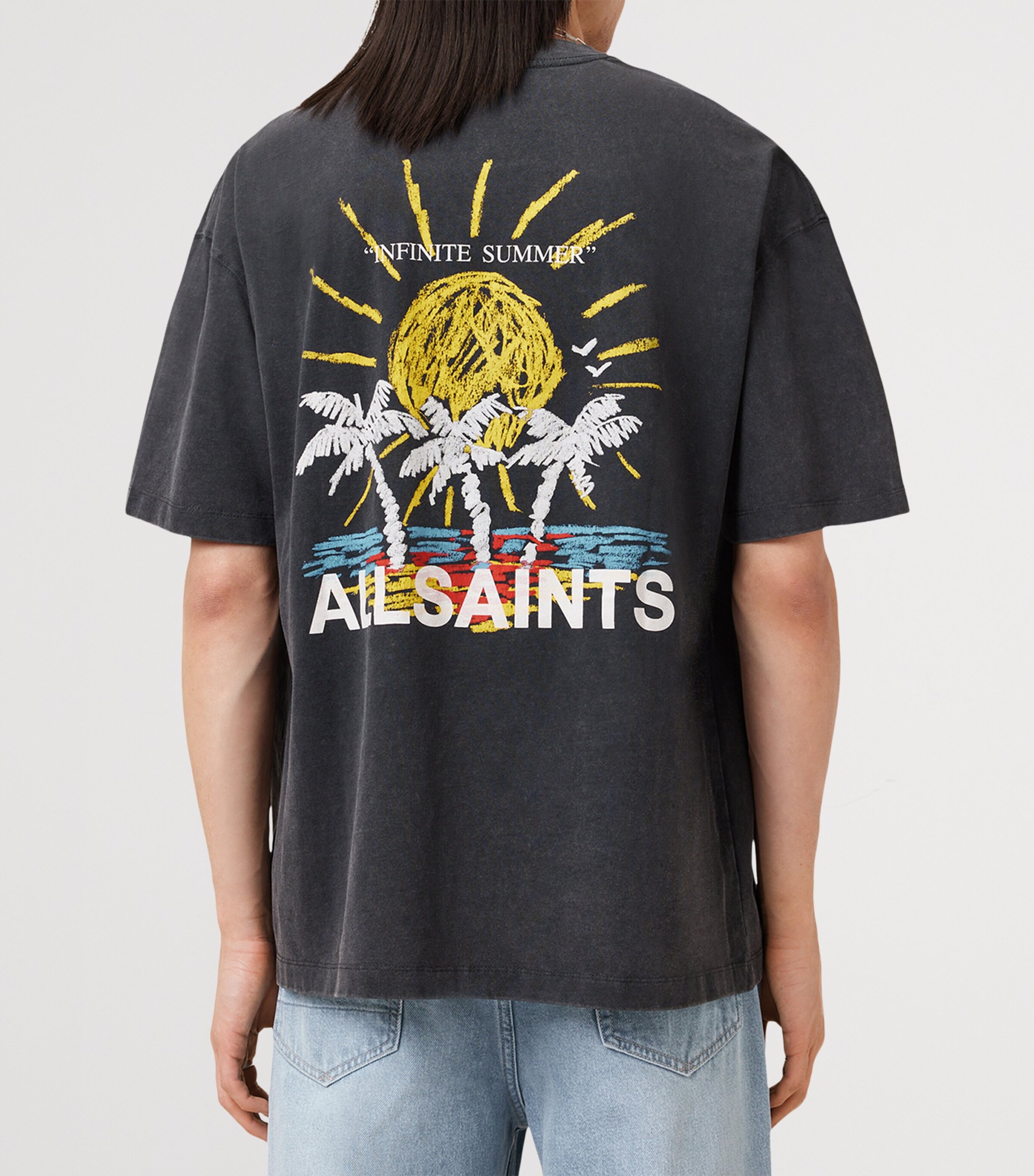 AllSaints Mens Organic Cotton Cove Logo T-Shirt Washed Black Image 5