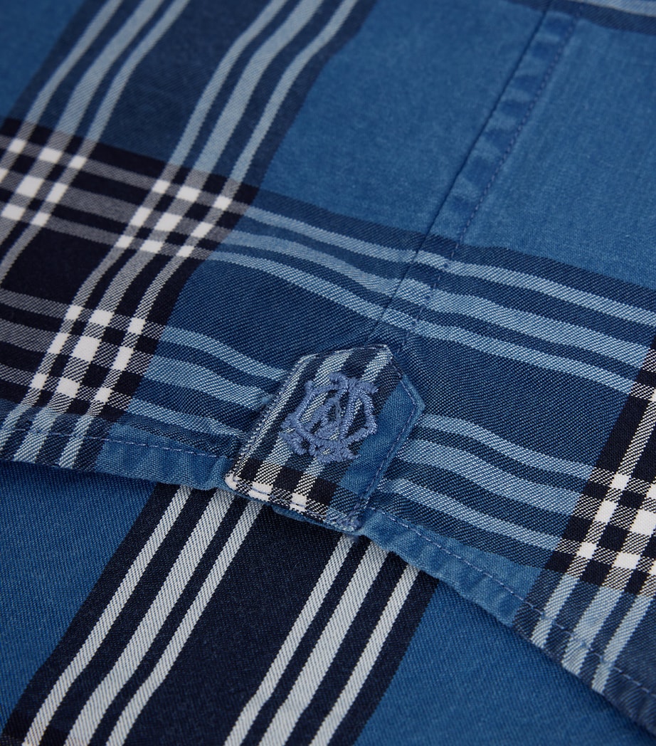 Dunhill Mens Cotton Check Print Shirt Indigo Image 6