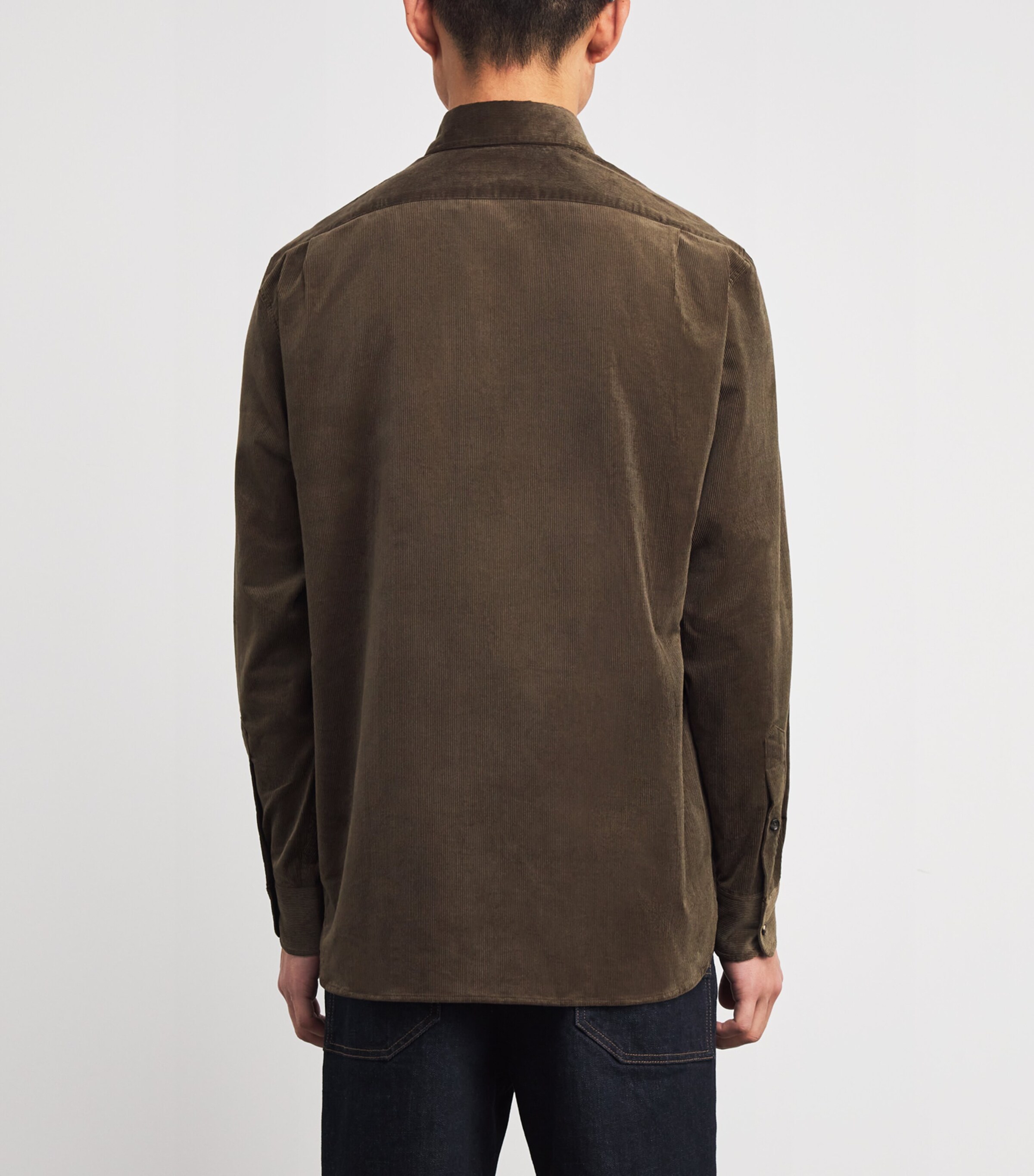 Ralph Lauren Purple Label Mens Sea Island Cotton Fine-Wale Corduroy Shirt Inverness Loden Image 4