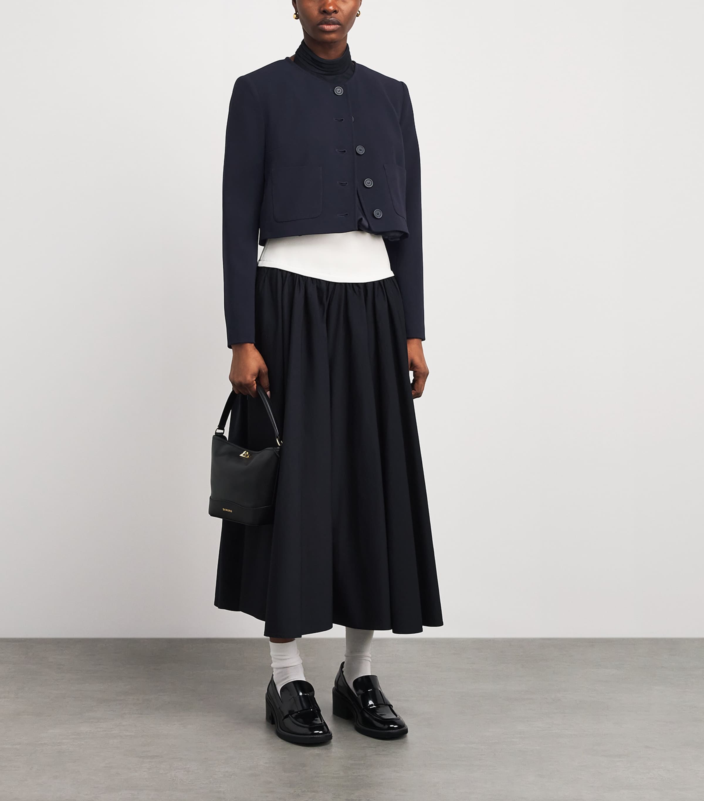 Claudie Pierlot Womens Round-Neck Cardigan Navy Image 2