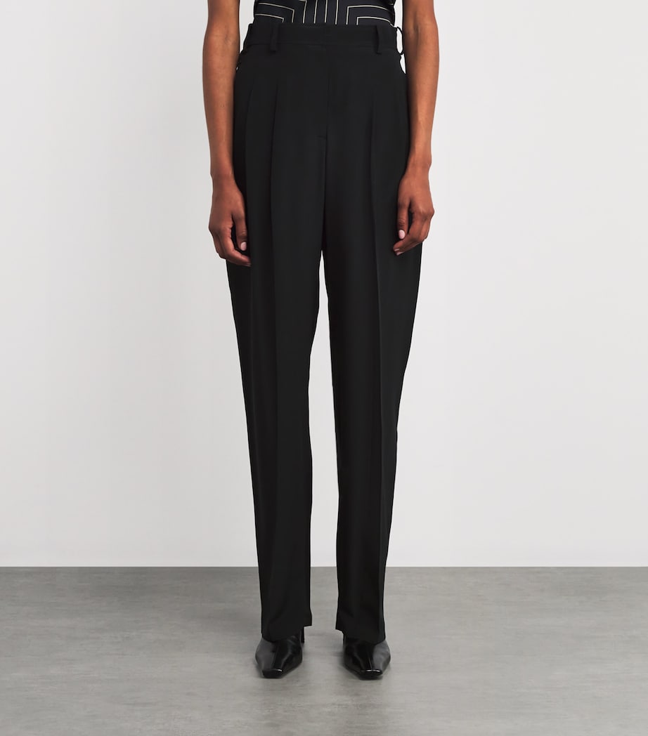 Crepe de Soie Silk Tarn Trousers BLACK Image 3