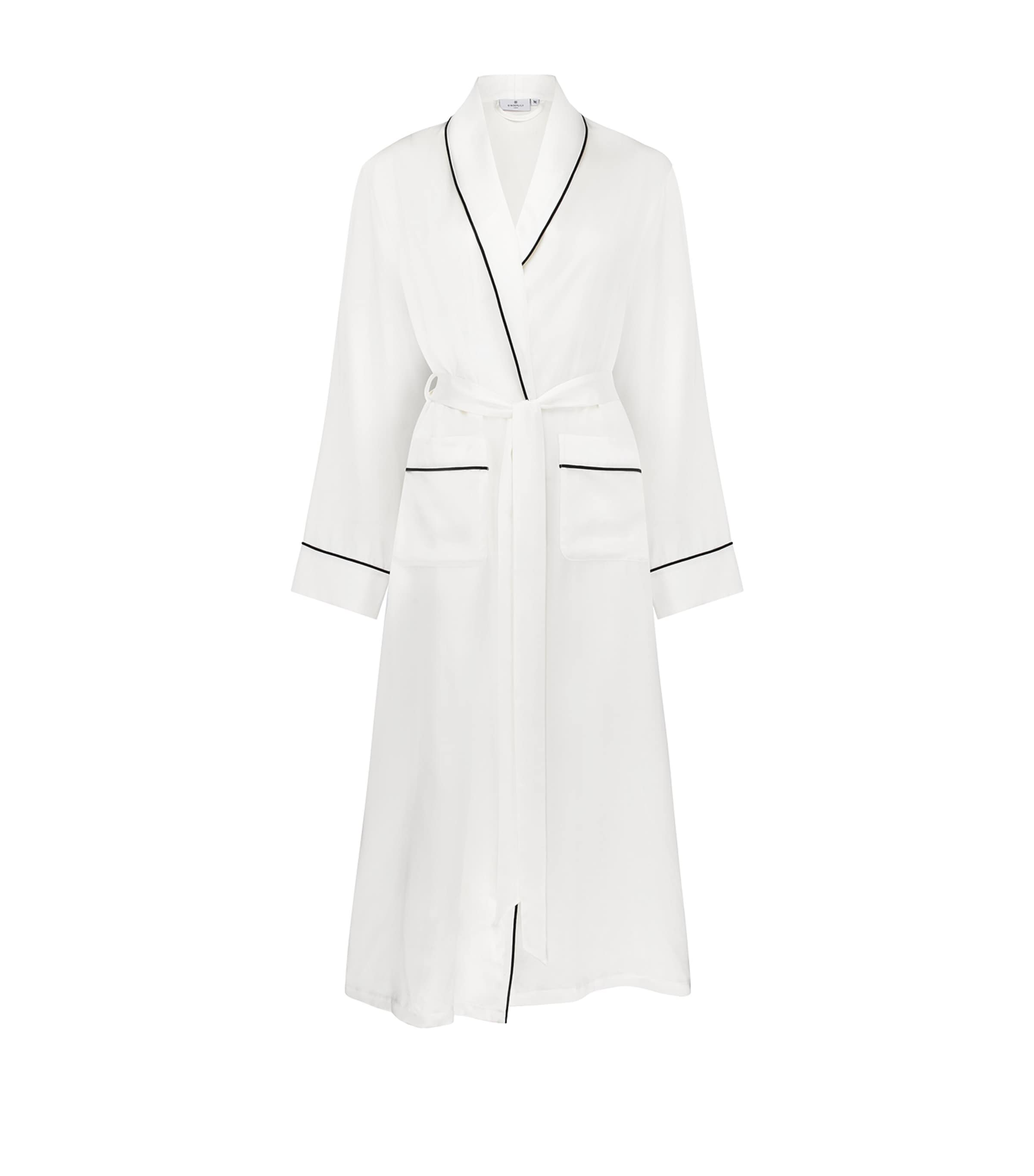 Large Mulberry Silk Dressing Gown IVORY Image 1