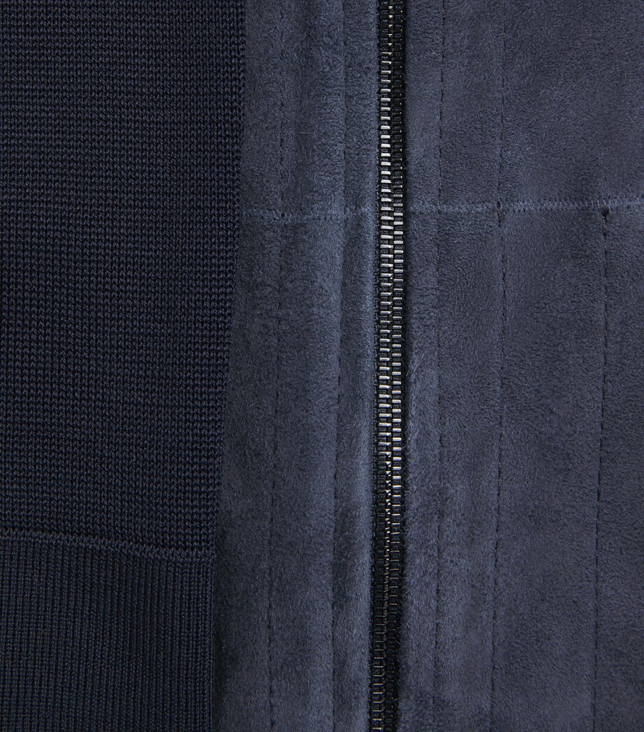 Suede-Silk Bomber Jacket 001 NAVY BLUE Image 5