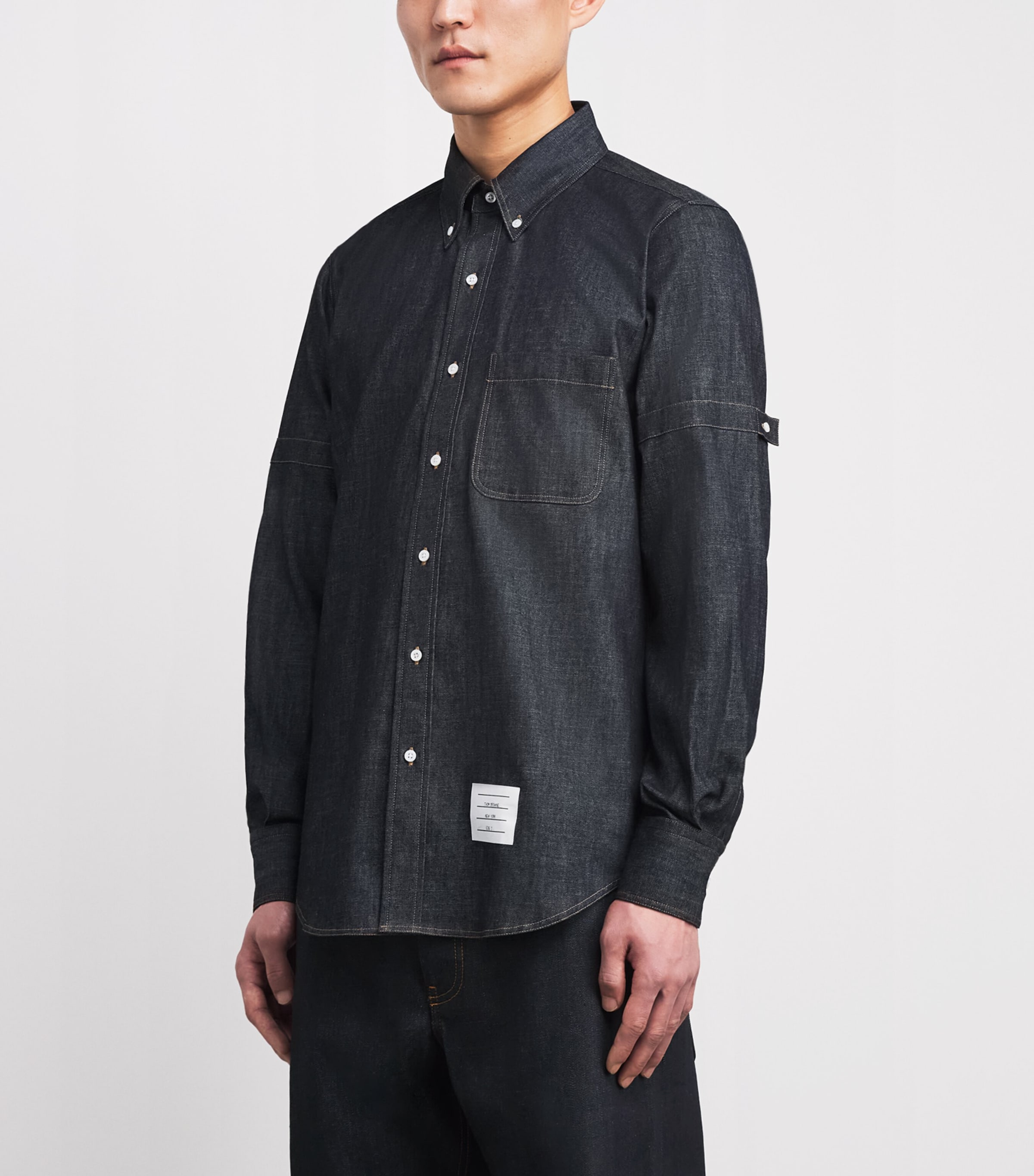 Thom Browne Mens Denim Armband Shirt Navy Image 4
