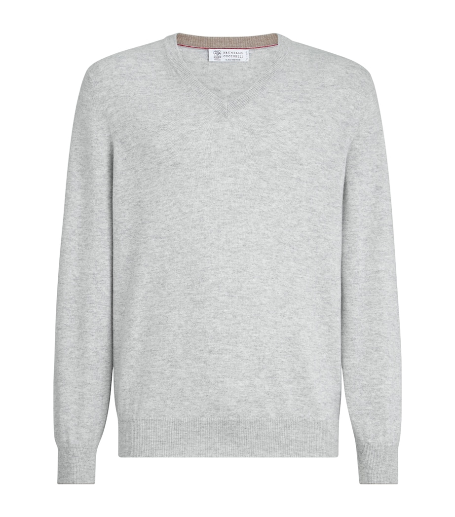 Brunello Cucinelli Mens Cashmere V-Neck Sweater Image 1