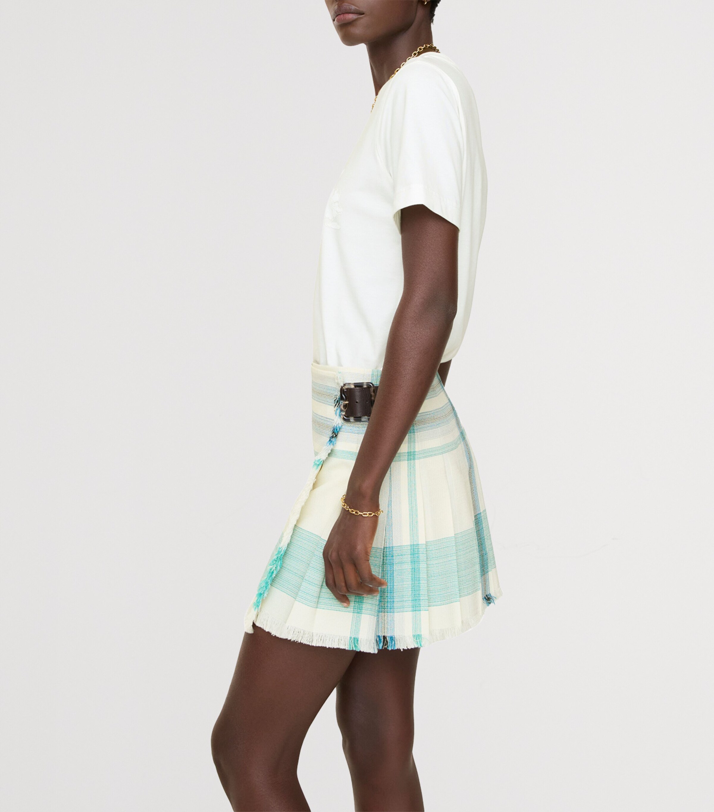 Burberry Womens Check Mini Kilt Tidal Blue Check Image 3