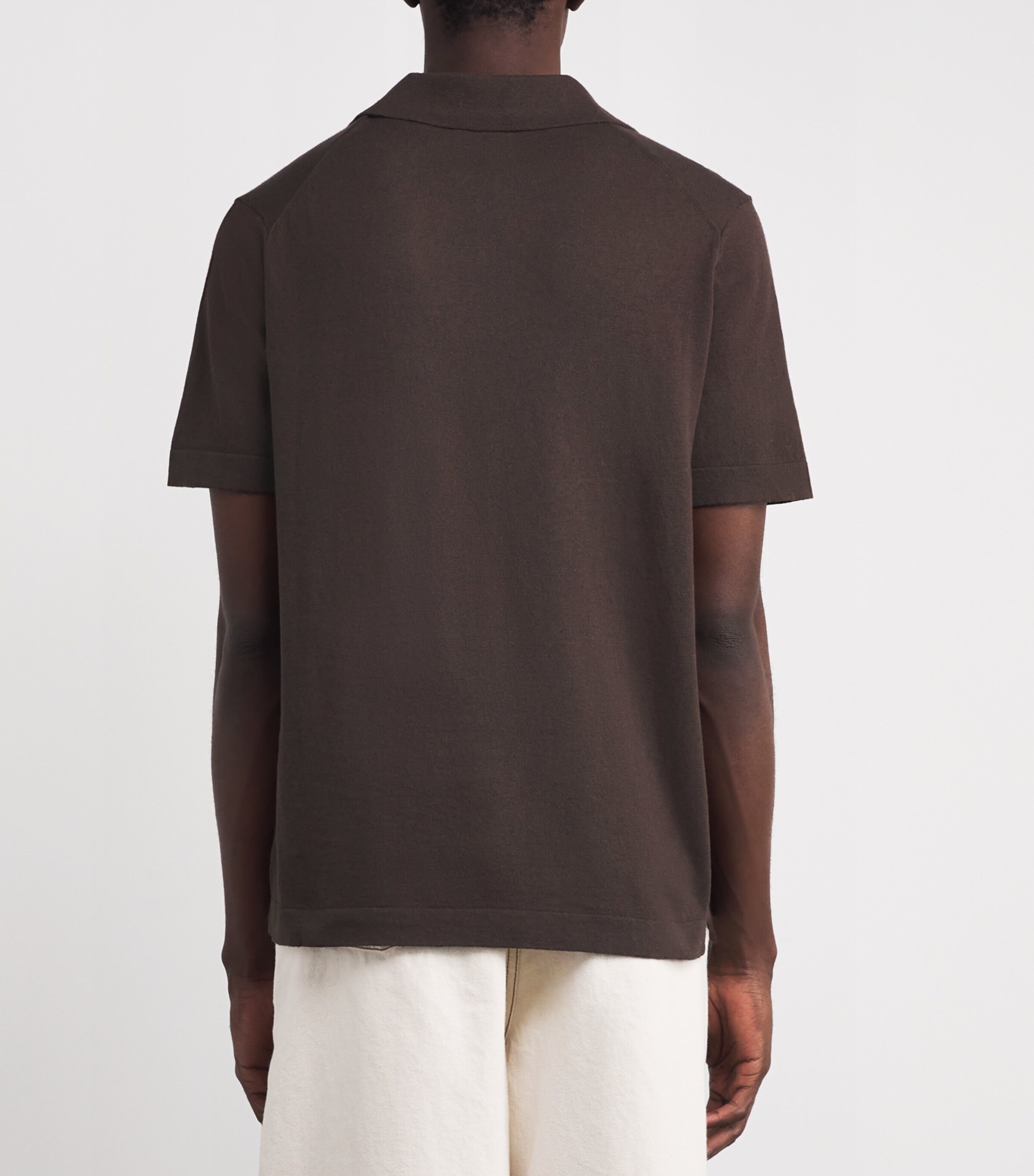 NN.07 Mens Cotton-Linen Ryan Polo Shirt Coffee Image 4