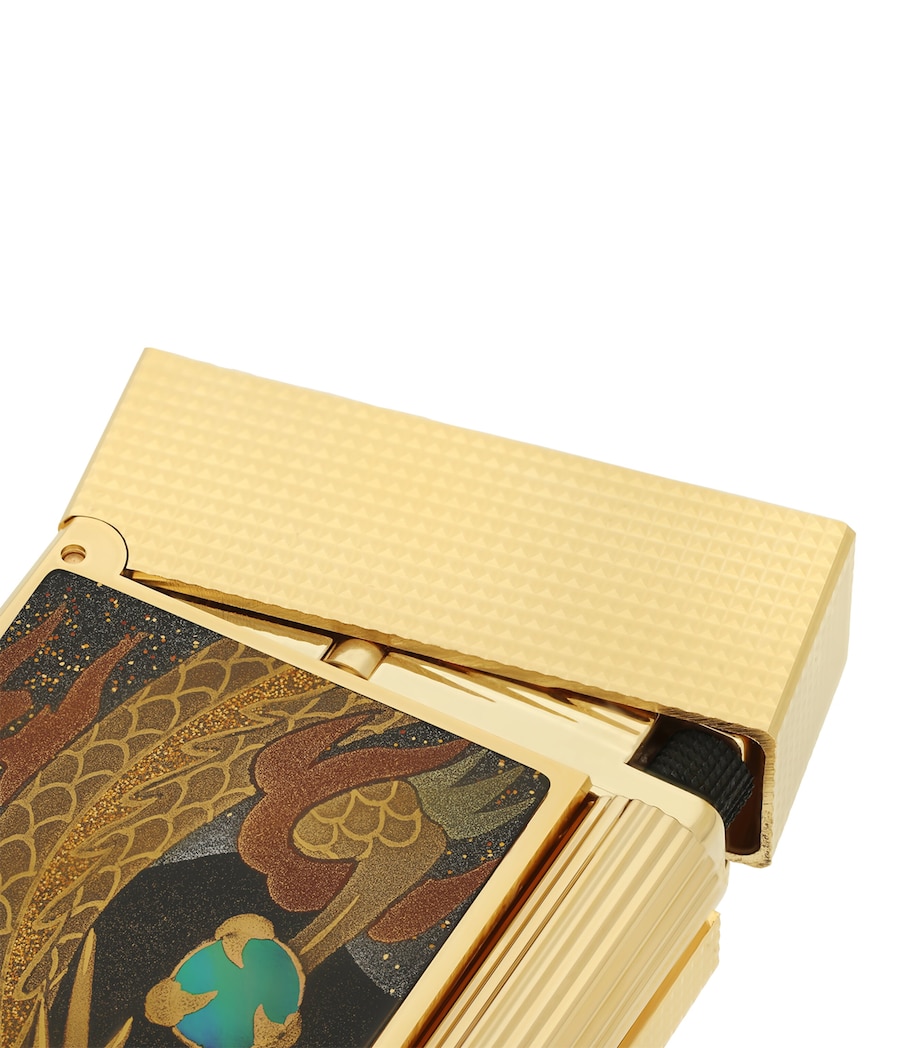 S.T. Dupont Maki-e Dragon Ligne 2 Cling Lighter Bronze Brown & Gold Image 4