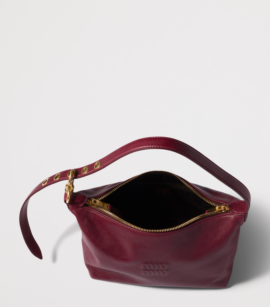Miu Miu Small Nappa Leather Spirit Shoulder Bag Burgundy Image 4