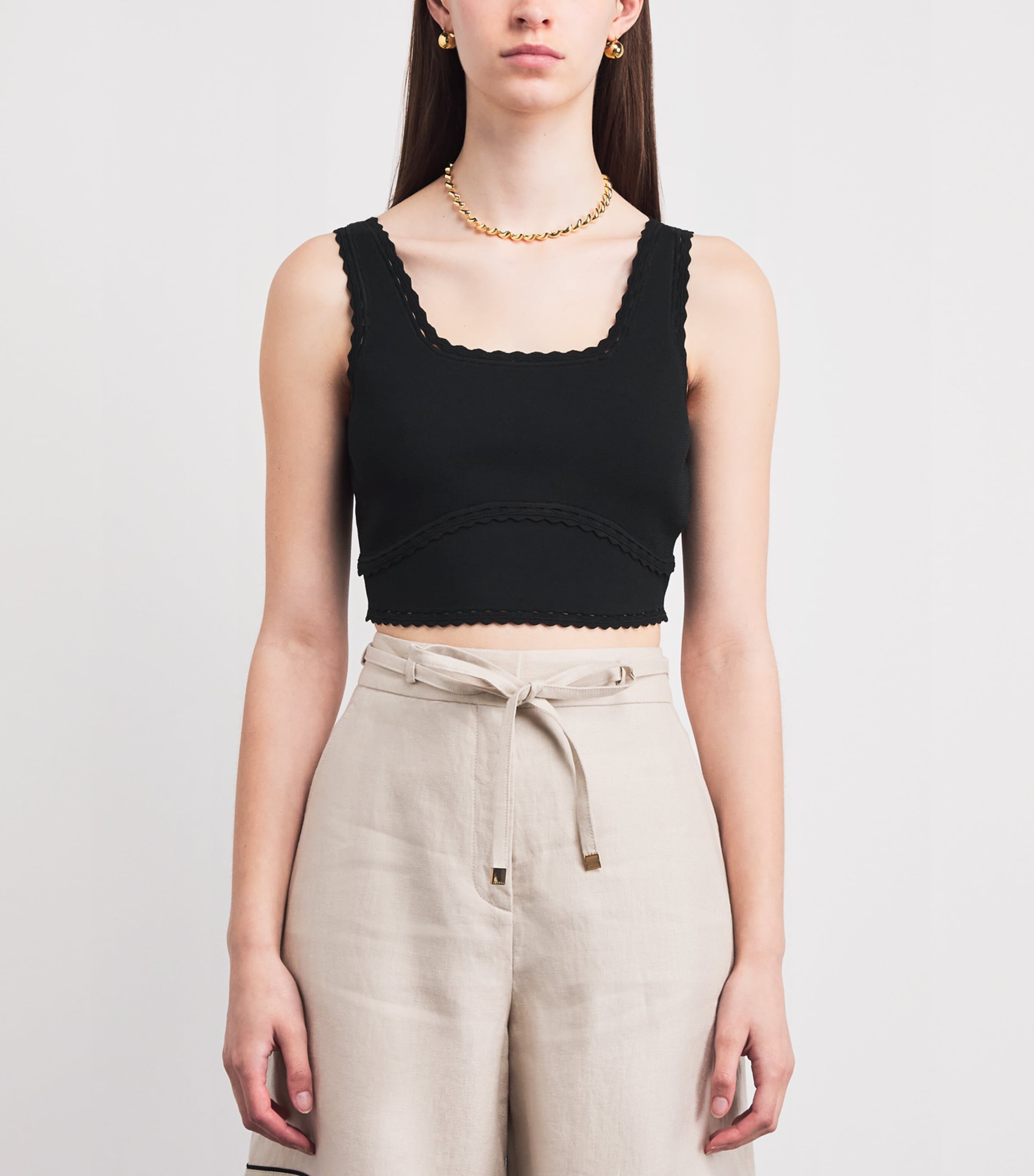 Sandro Paris Womens Knitted Crop Top Black Image 4