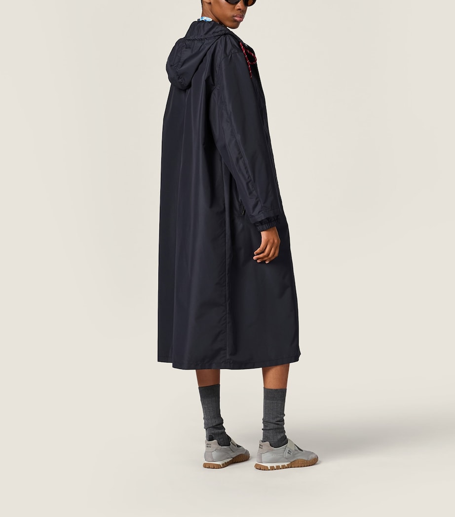 Miu Miu Womens Technical Hooded Coat Blue Image 3