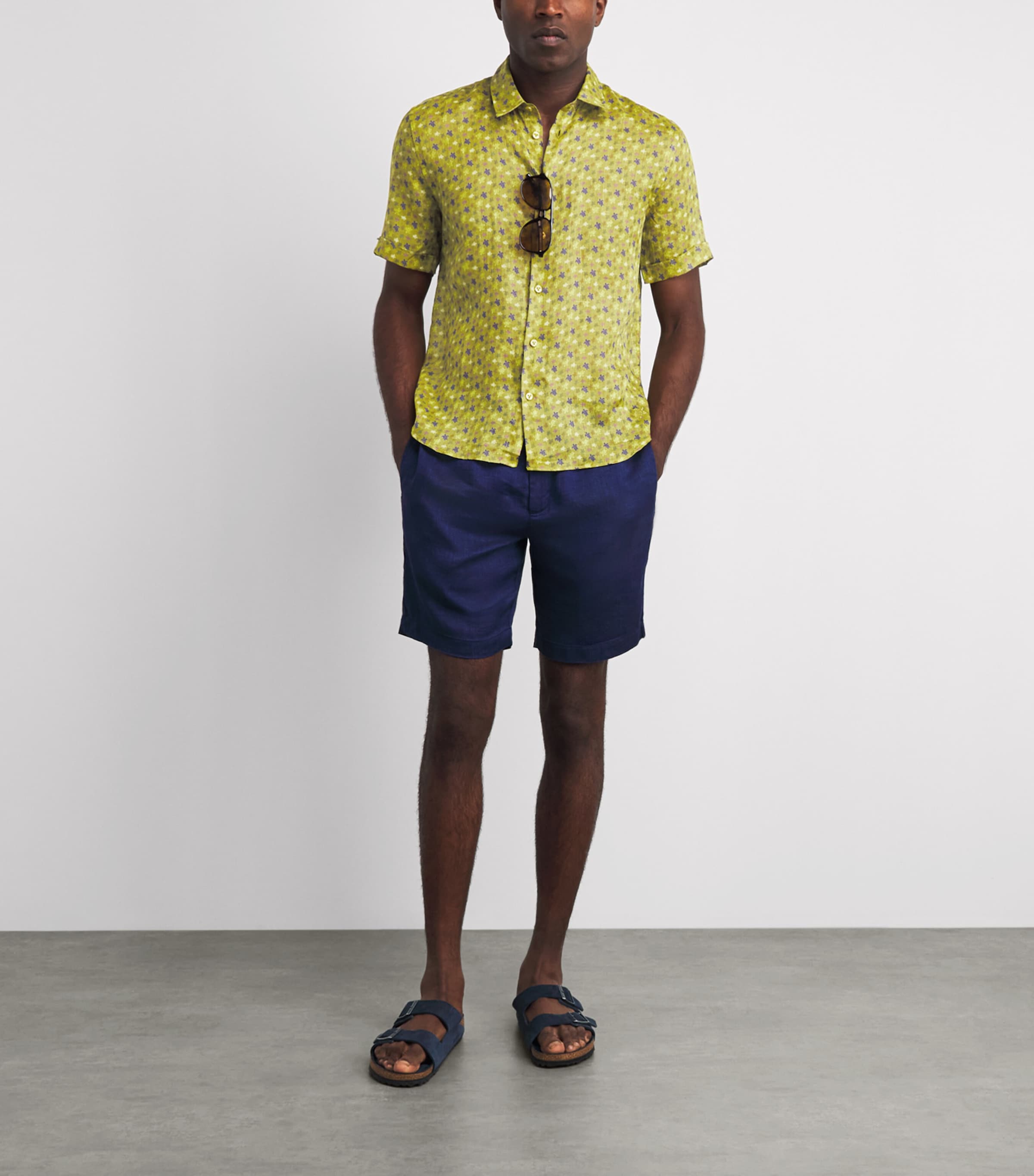 Vilebrequin Mens Ramie Turtle Print Shirt Absinthe Image 2