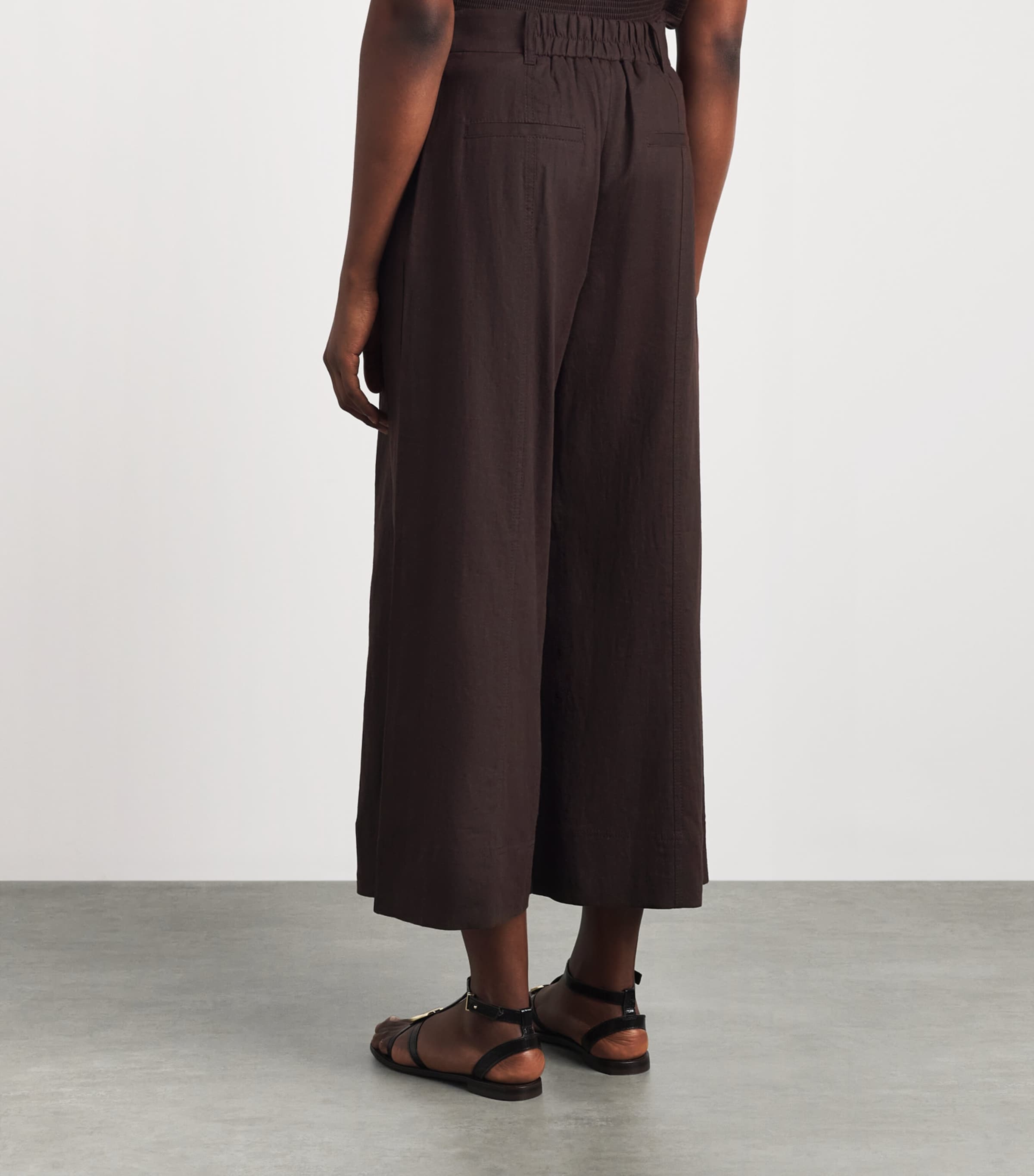 ME+EM Womens Cropped Wide-Leg Trousers Cocoa Brown Image 5