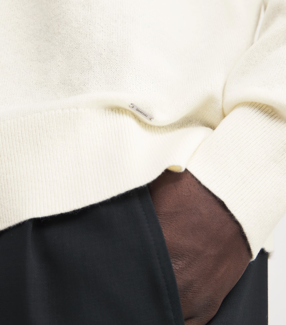 Simkhai Mens Cashmere-Blend Klaus Half-Zip Sweater Stucco Image 6