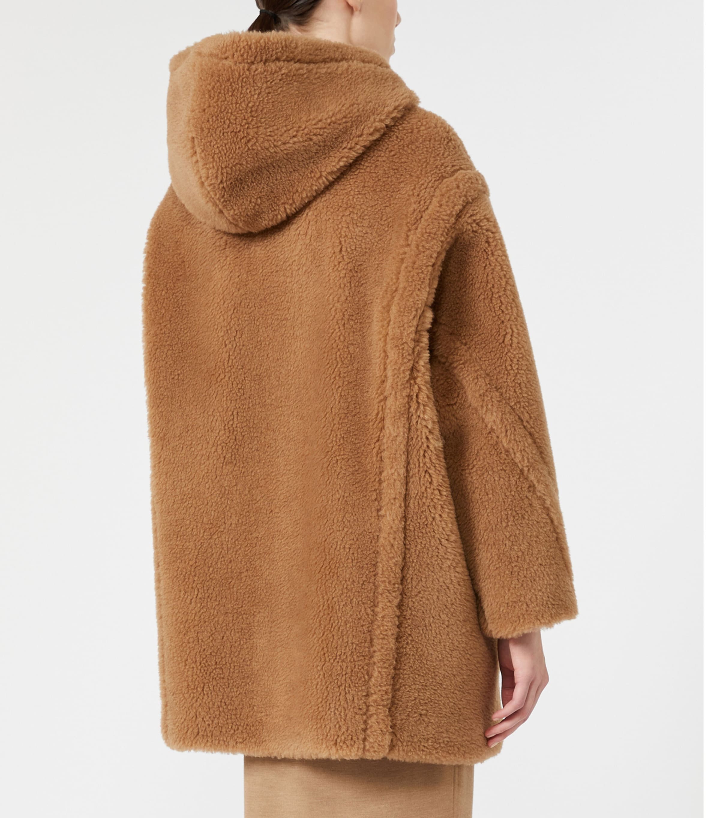 Max Mara Womens Camel-Silk Hooded Coat Camel Image 4