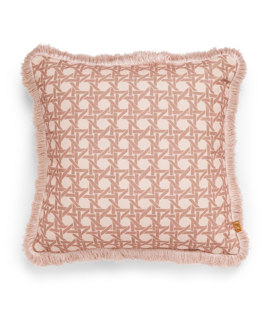 Fringed Rattan Cushion (50cm x 50cm) DUSTY Image 1