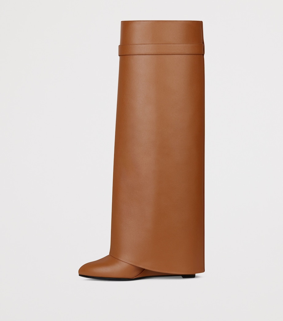 Leather Shark Lock Knee-High Boots 90 MID BROWN Image 4