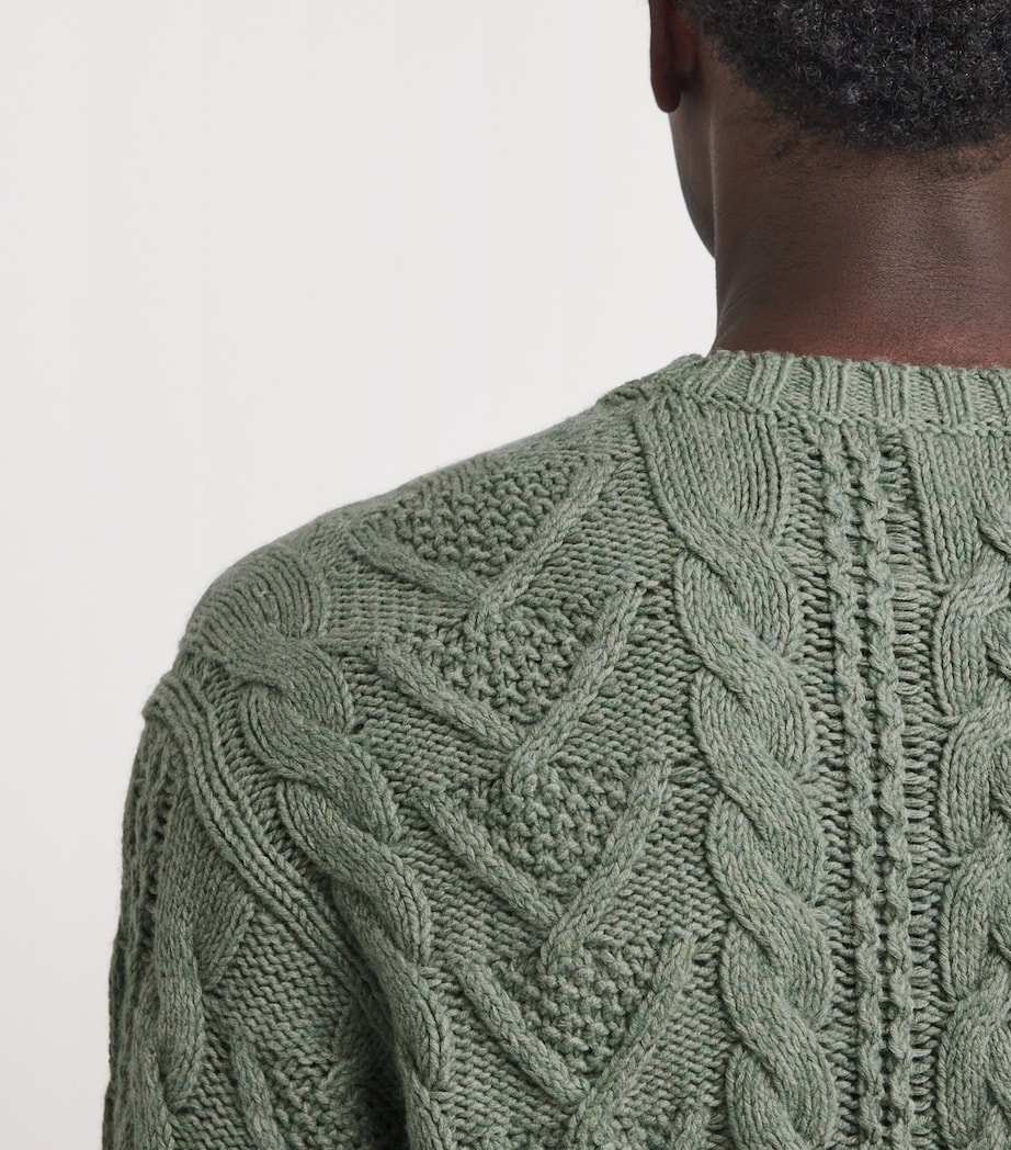 Cotton-Blend Fisherman’s Sweater GREEN Image 6