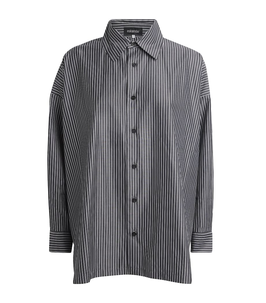 Eskandar Womens Wide Stripe A-Line Shirt Charcoal Image 1