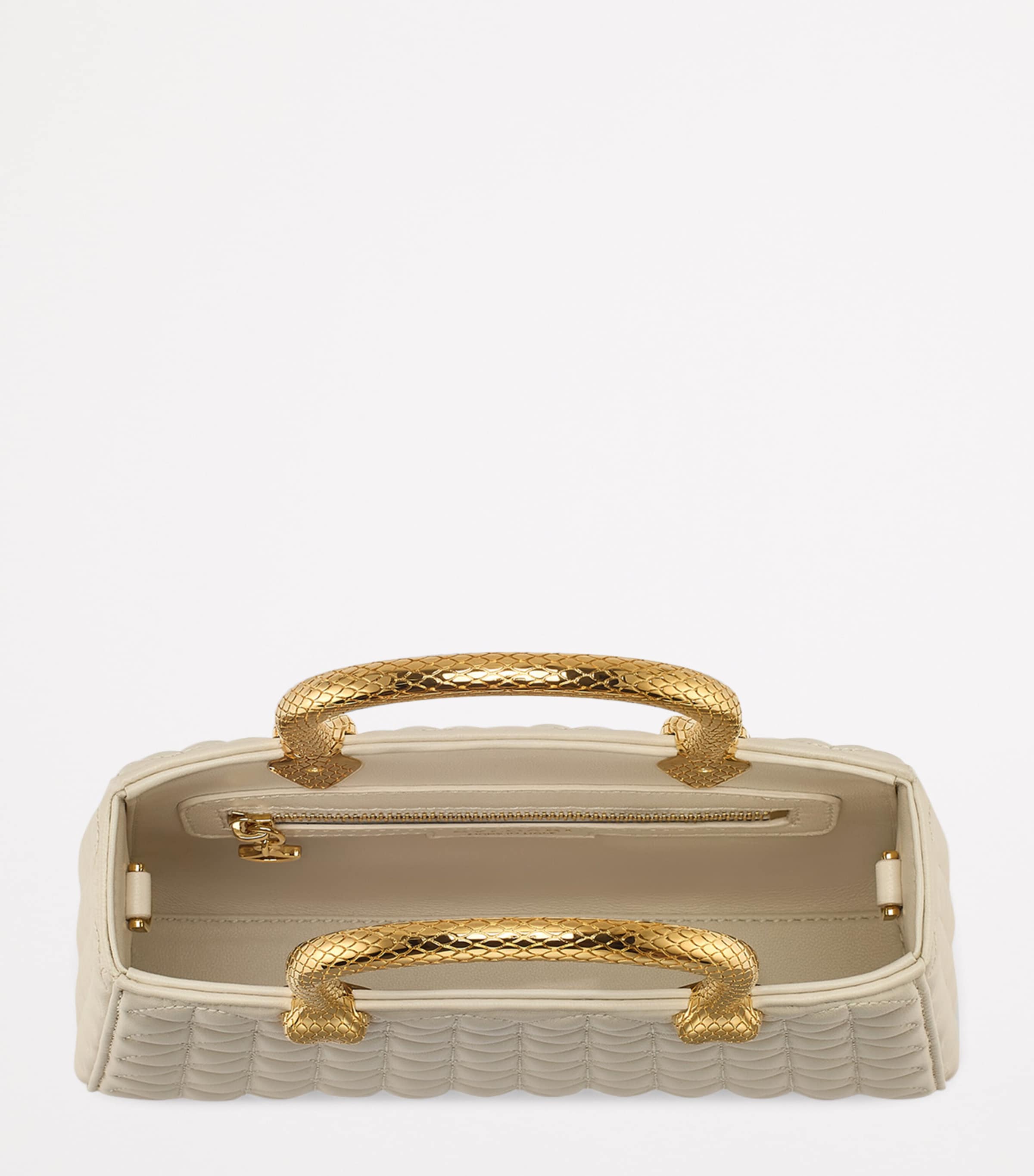 Leather Serpentine Duo Top-Handle Bag WHITE Image 2