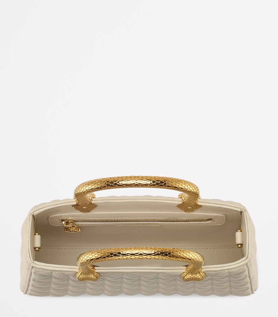 Leather Serpentine Duo Top-Handle Bag WHITE Image 2
