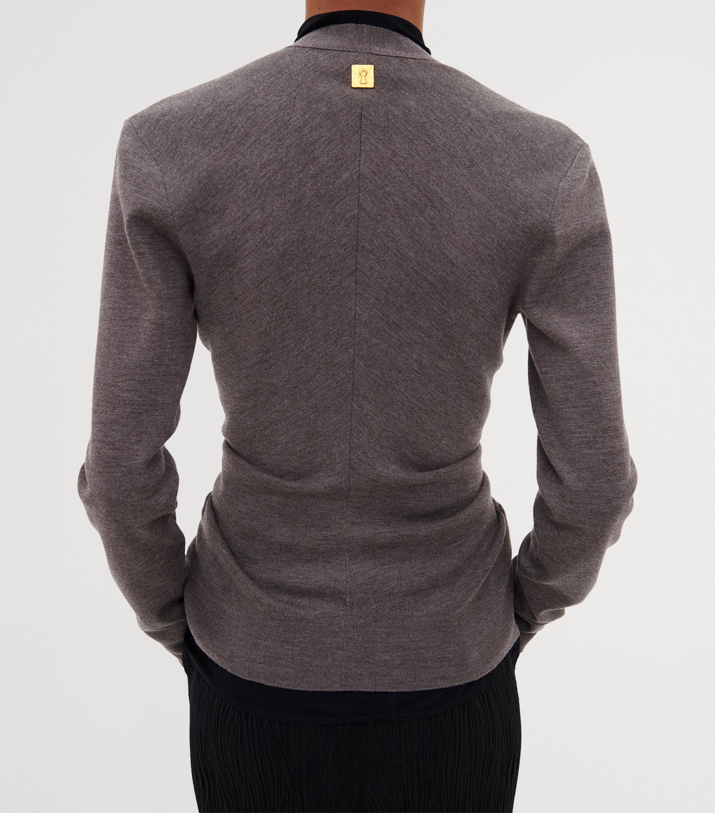 Schiaparelli Womens Wool Draped Cardigan Brown Image 3