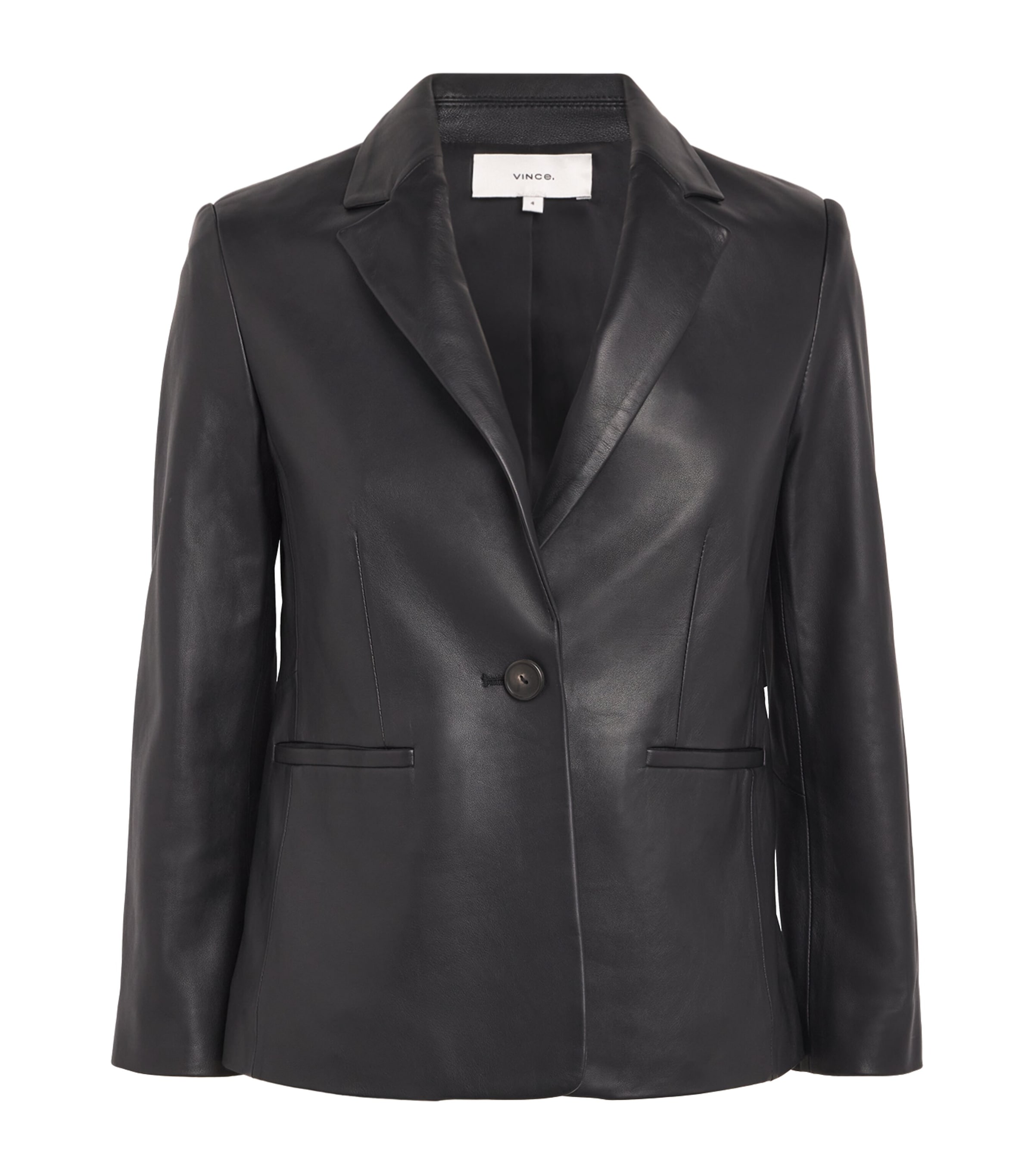Vince Shrunken Leather Blazer In Black