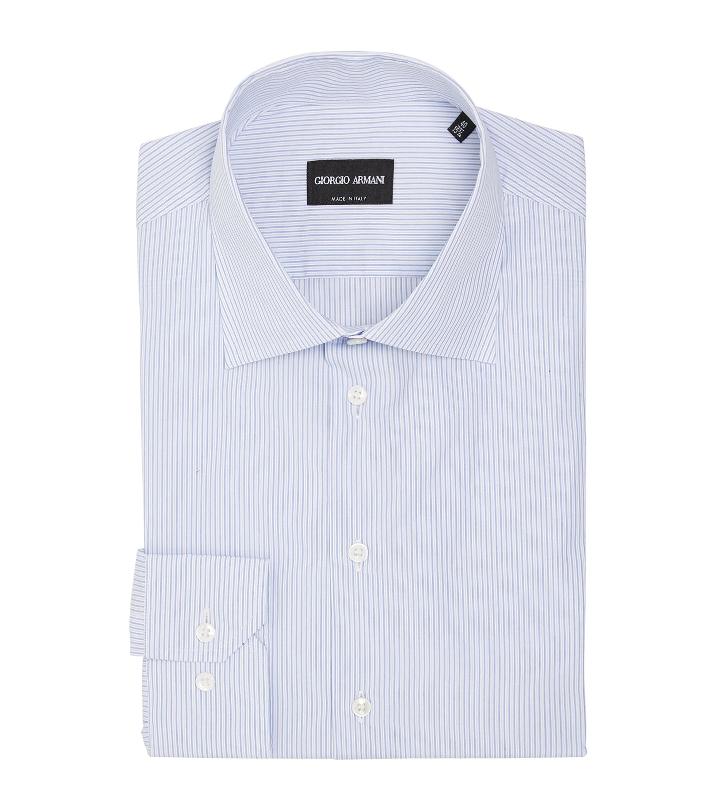 Giorgio Armani Cotton Striped Shirt In Grey