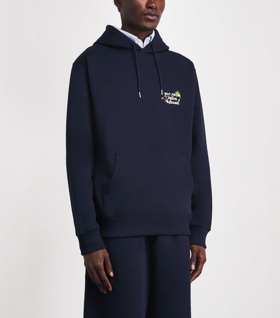 Drôle de Monsieur Mens Cotton Vine Slogan Hoodie Navy Image 4