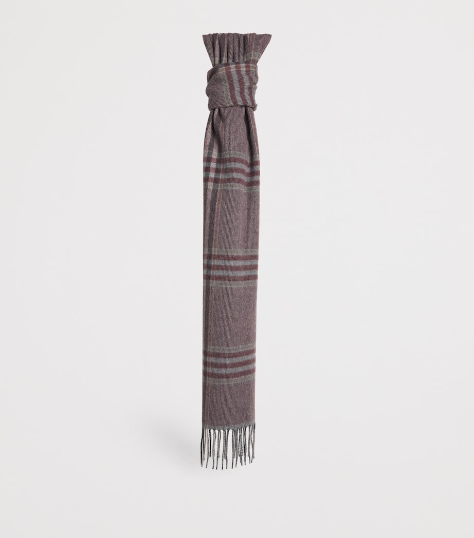 Pal Zileri Mens Cashmere Check Scarf Bordeaux Image 3