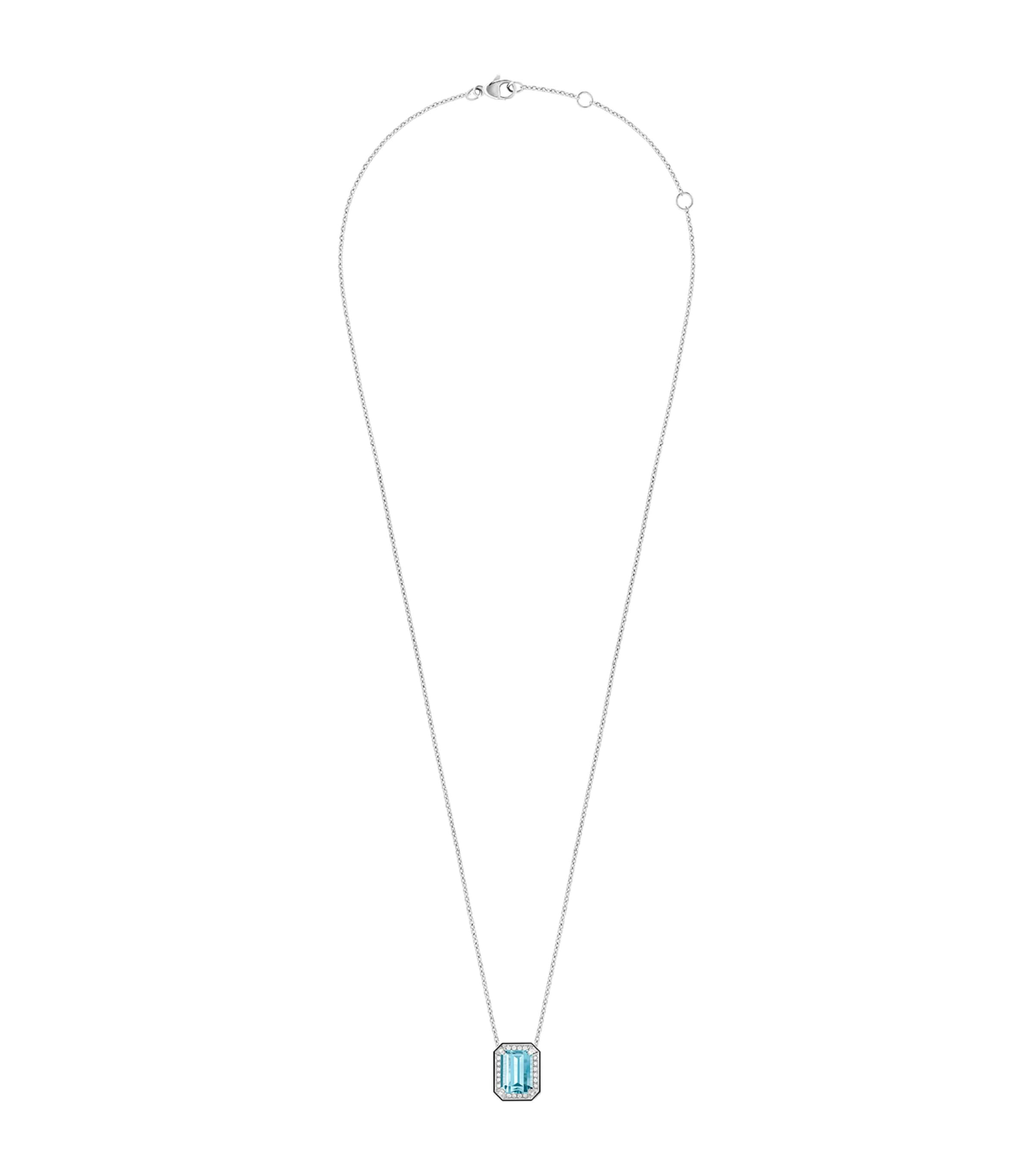 BOUCHERON WHITE GOLD, DIAMOND AND AQUAMARINE VENDÔME LISERÉ PENDANT NECKLACE 