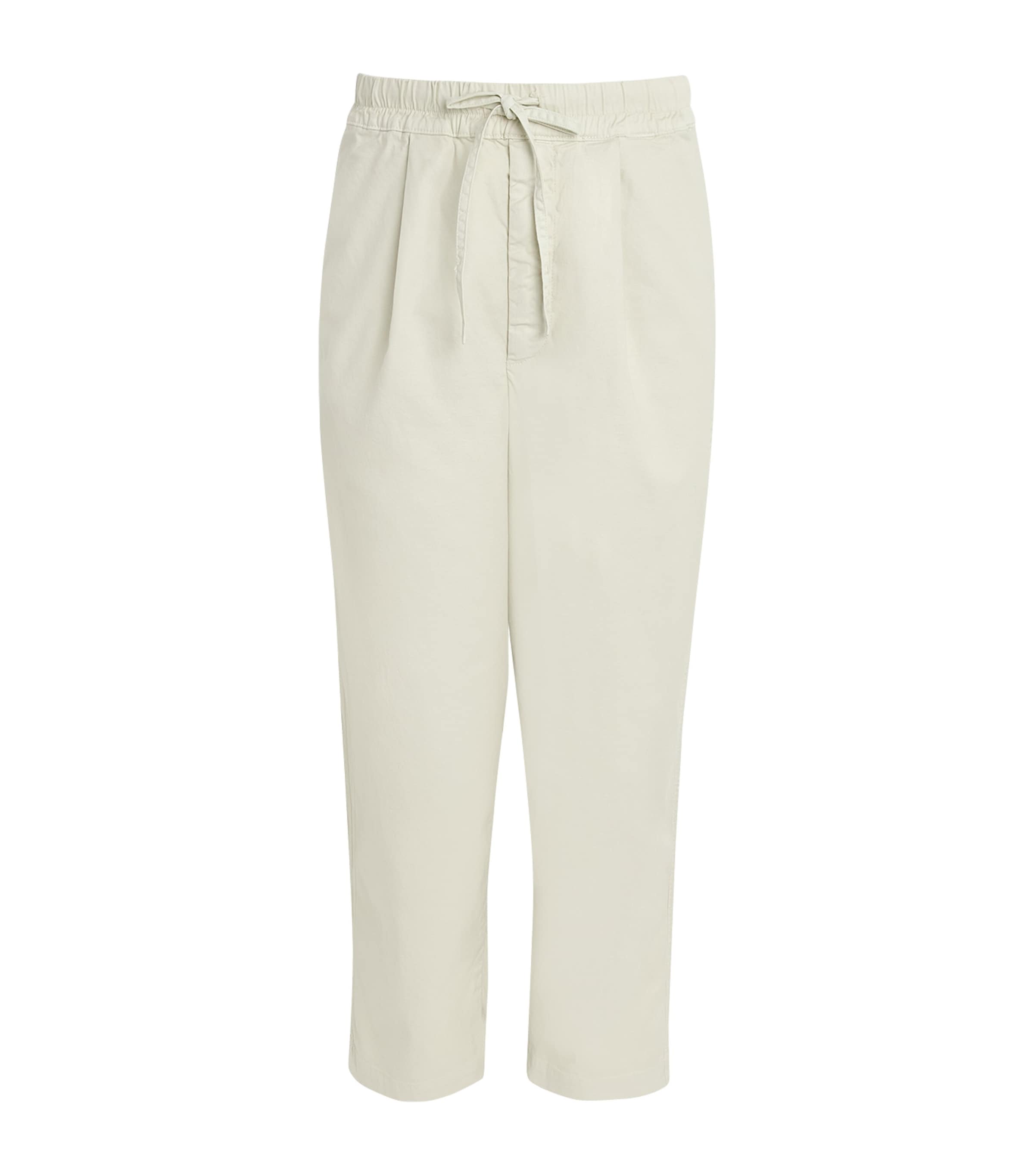Officine Generale Mens Cotton-Blend Drawstring Peterson Trousers Moon Image 1