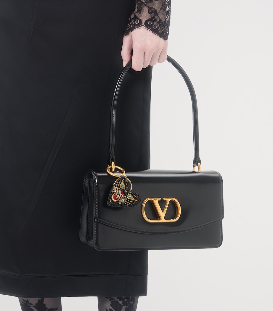Valentino Garavani Silk Beaded Cat Keyring Image 3