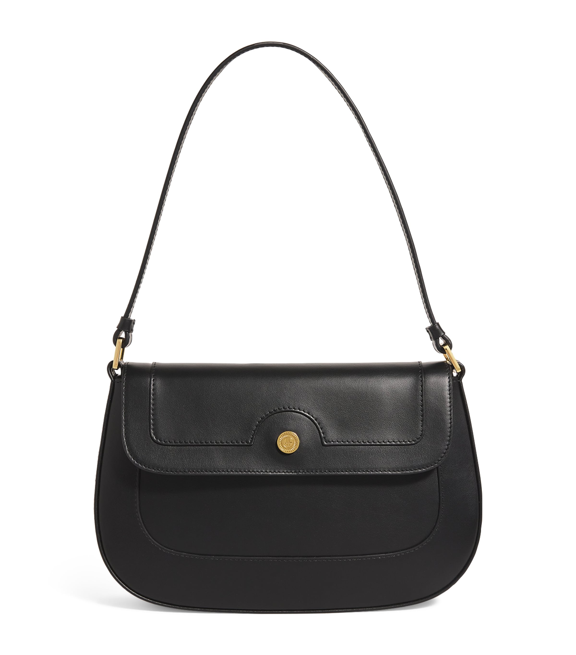 Harrods Leather Shoulder Bag In Black