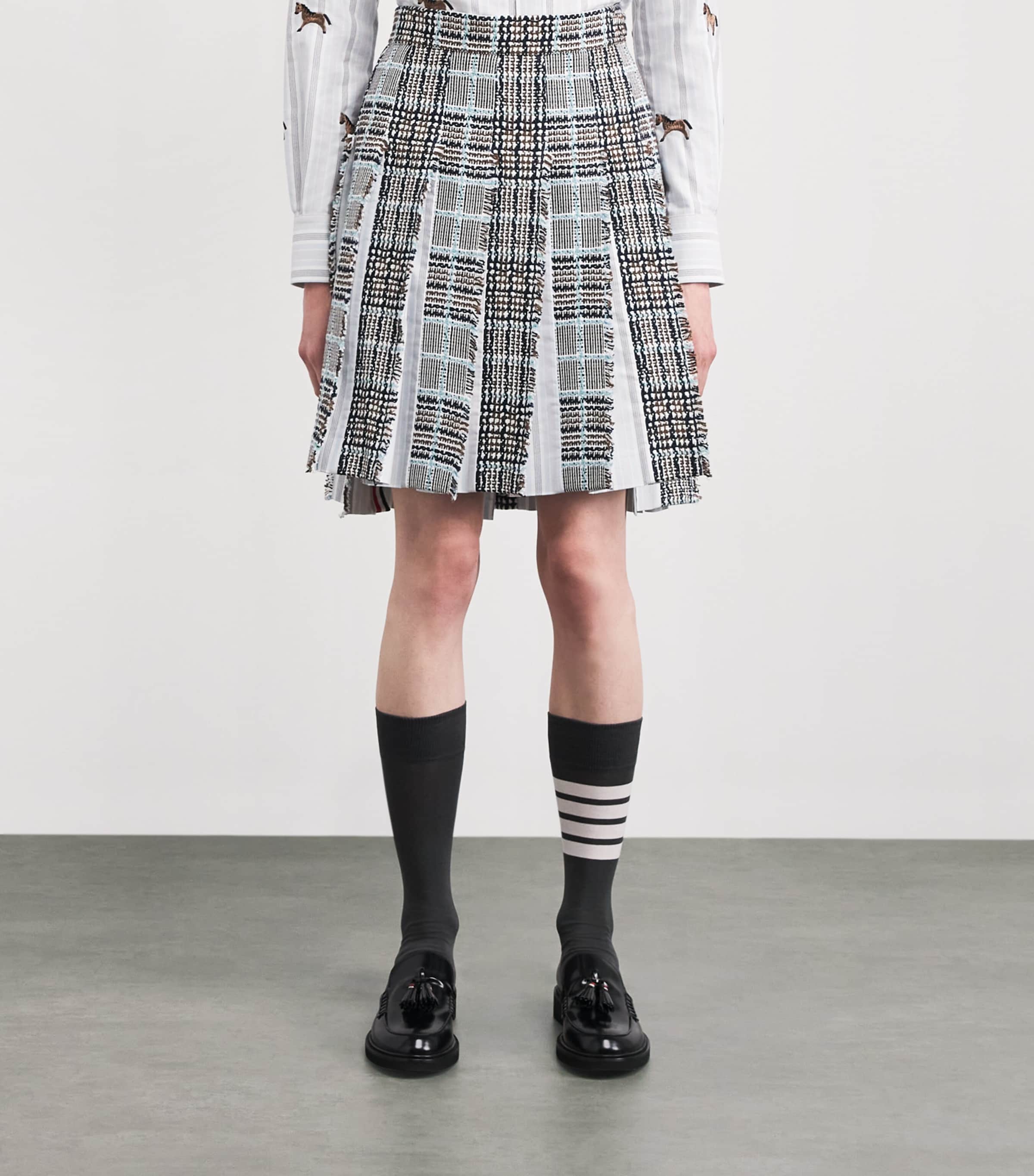 Tweed Check Pleated Mini Skirt SEASONAL MULTI Image 3