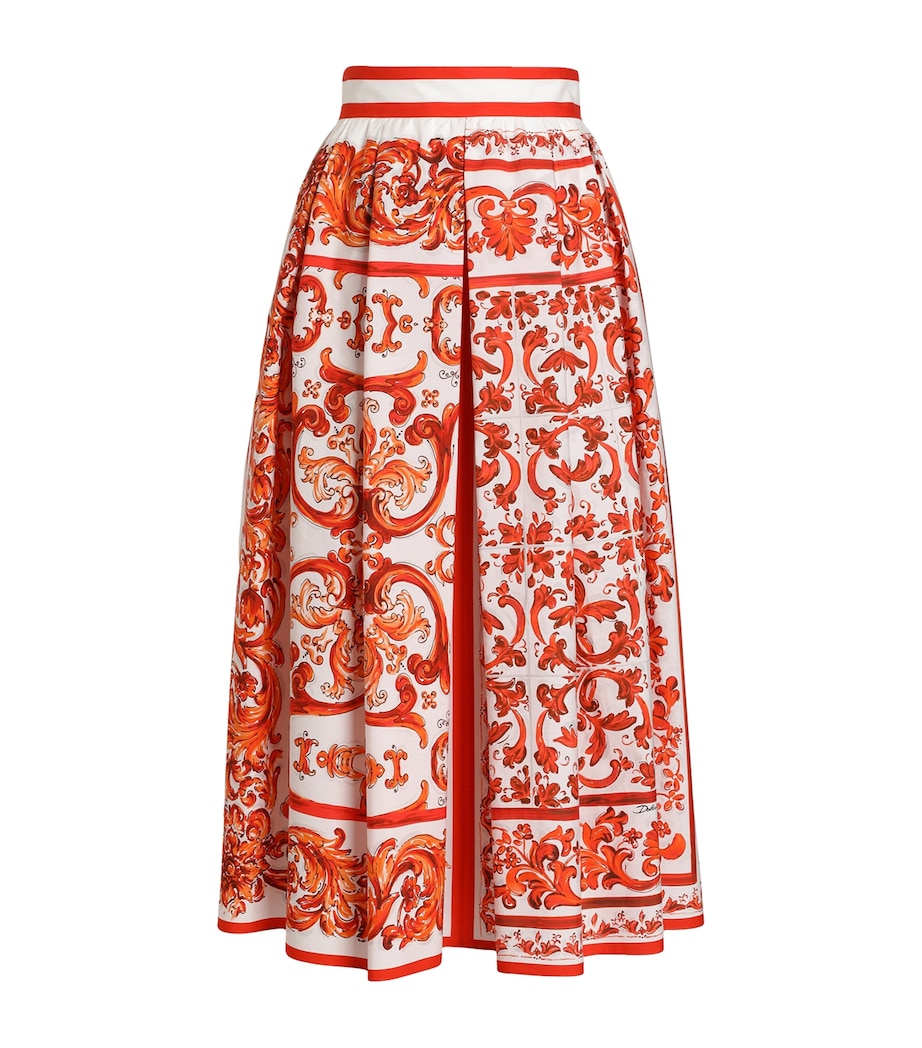 Dolce&Gabbana Womens Cotton Majolica Midi Skirt Combined Colou Image 1