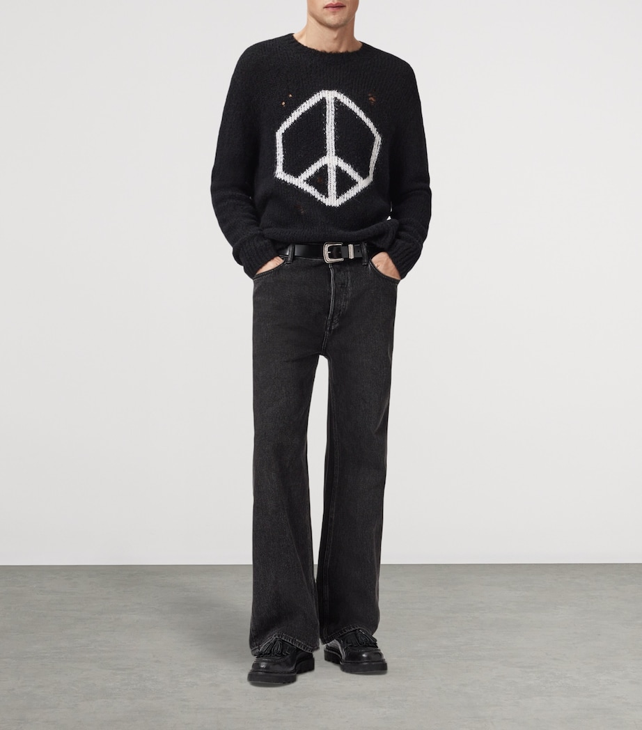 Distressed Message Sweater BLACK Image 2