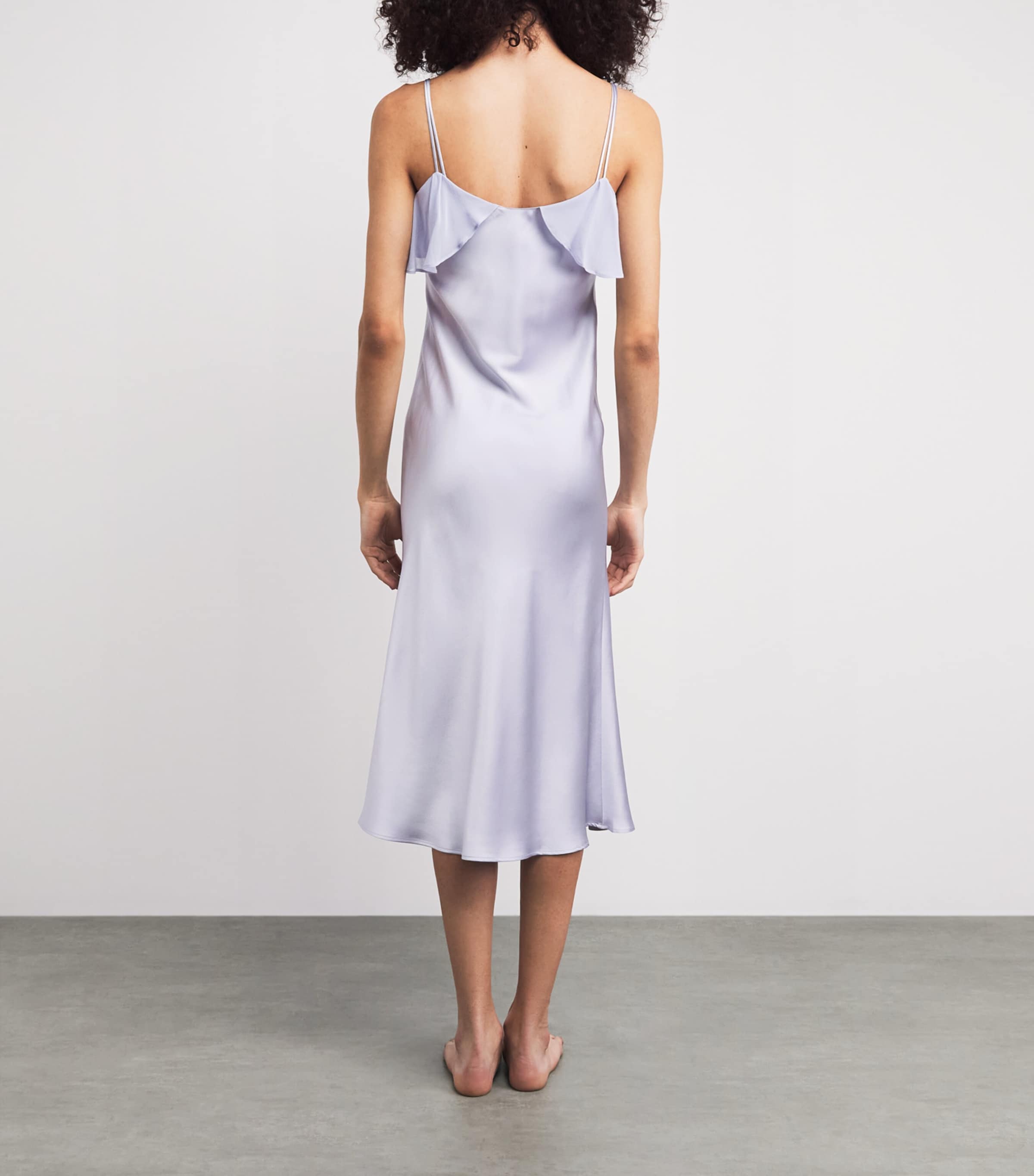 MANITO Womens Mulberry Silk Aurora Midi Slip Dress Orchid Petal Image 4