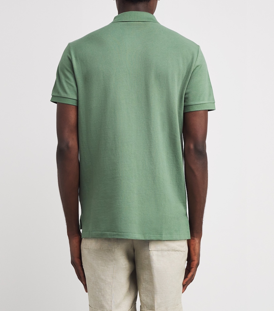Cotton Mesh Custom Fit Polo Shirt GREEN Image 4