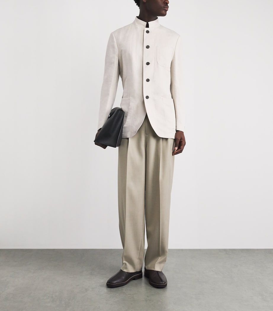 N.Peal Mens Linen-Cotton Portofino Overshirt Sand Image 2