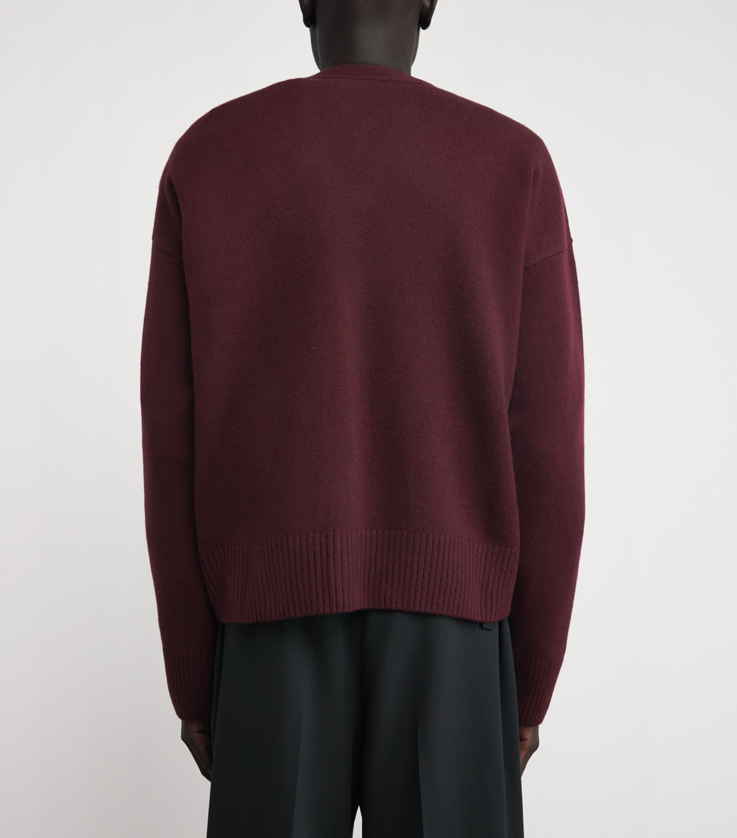 AMI Paris Mens Wool-Cashmere Ami De Coeur Cardigan Cerise Image 4