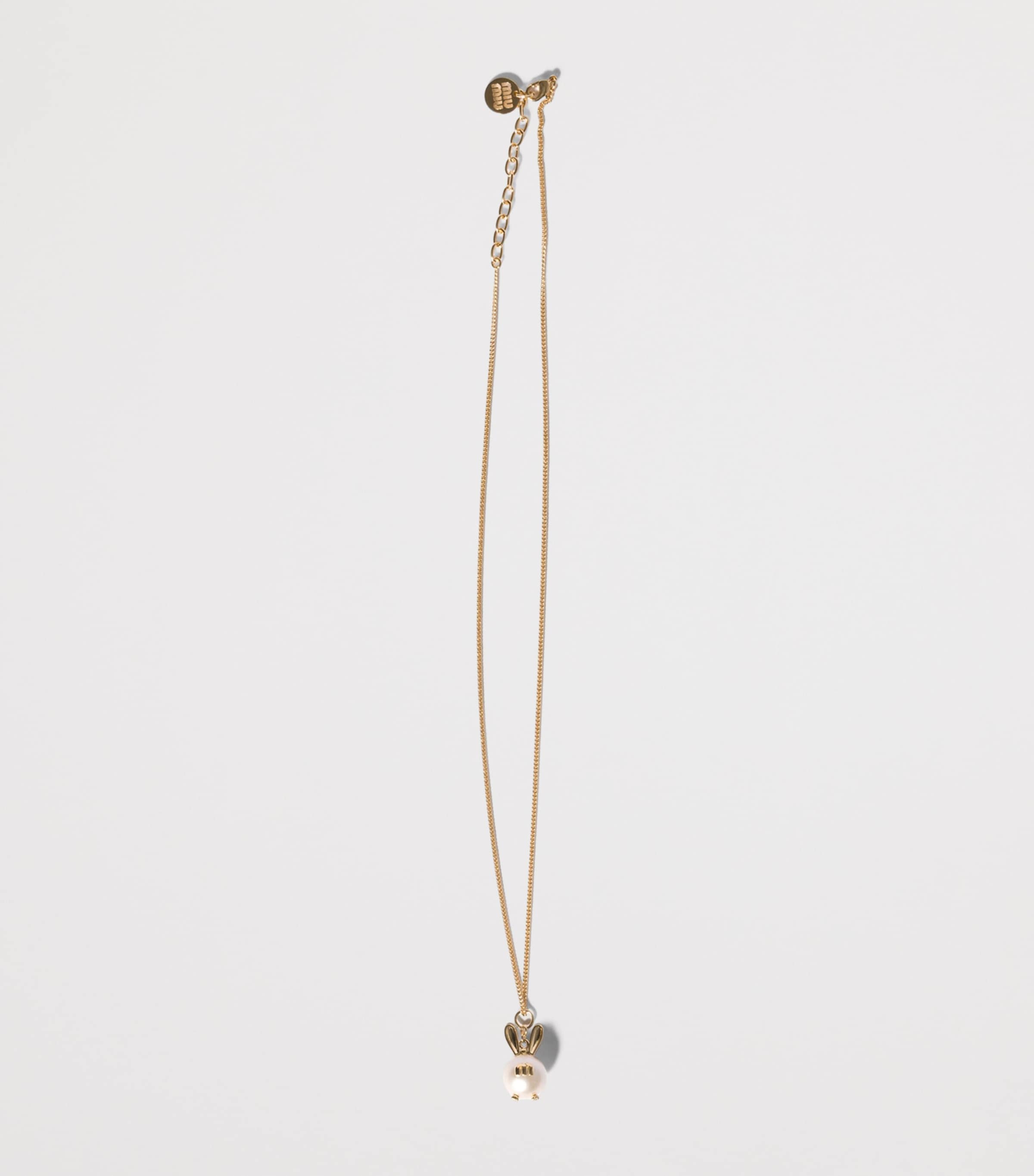 Miu Miu Pearlised Bunny Pendant Necklace Gold/silver Image 2