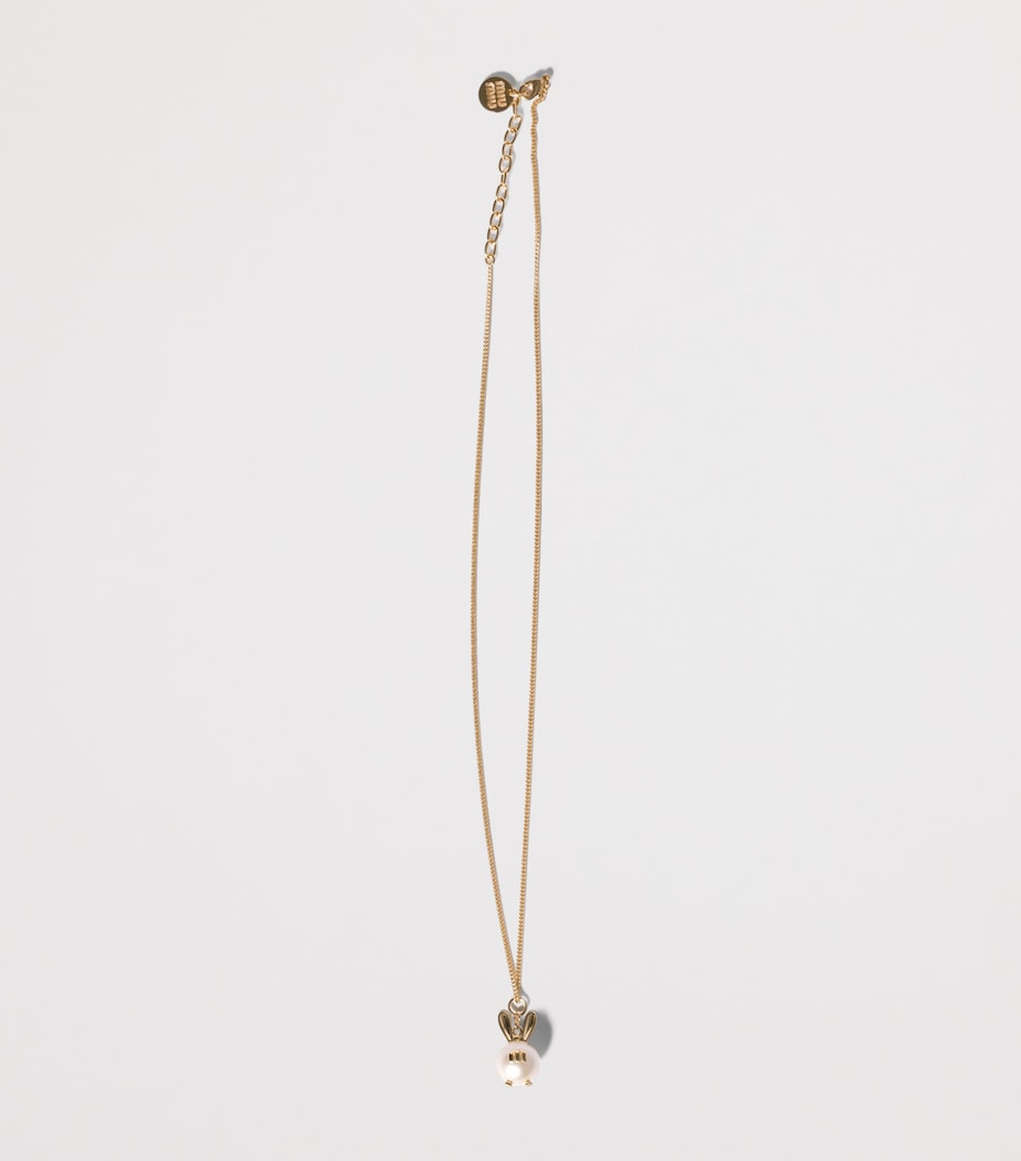 Miu Miu Pearlised Bunny Pendant Necklace Gold/silver Image 2