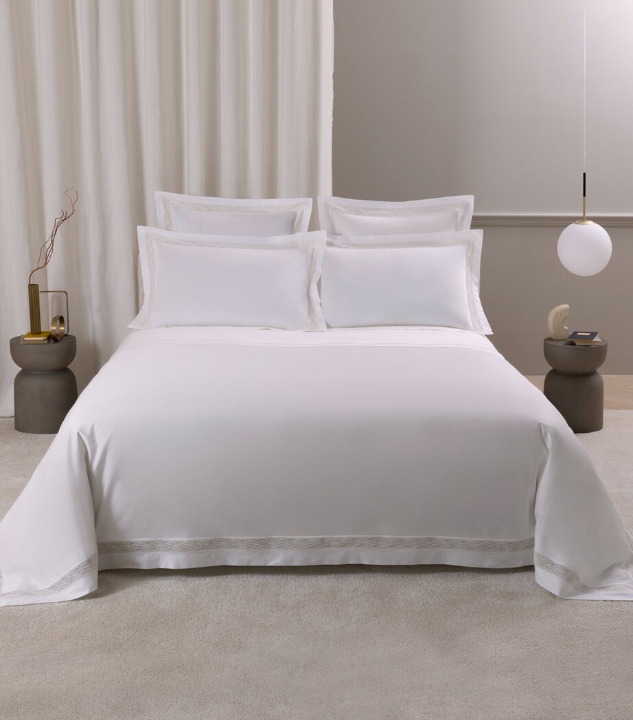 Frette Cotton Balance Lace King Flat Sheet Set (270cm x 320cm) Milk Image 5