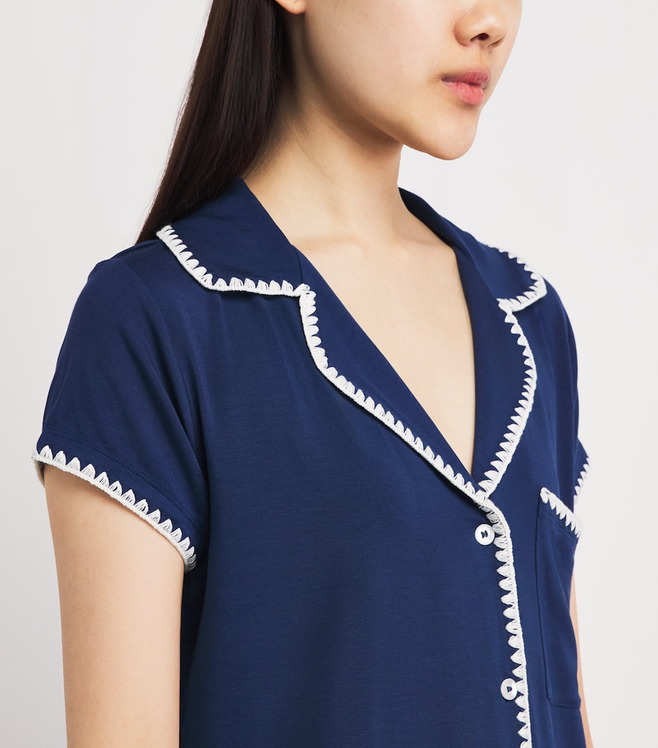 Eberjey Womens Short-Sleeve Frida Pyjama Set Navy/ivory Image 3